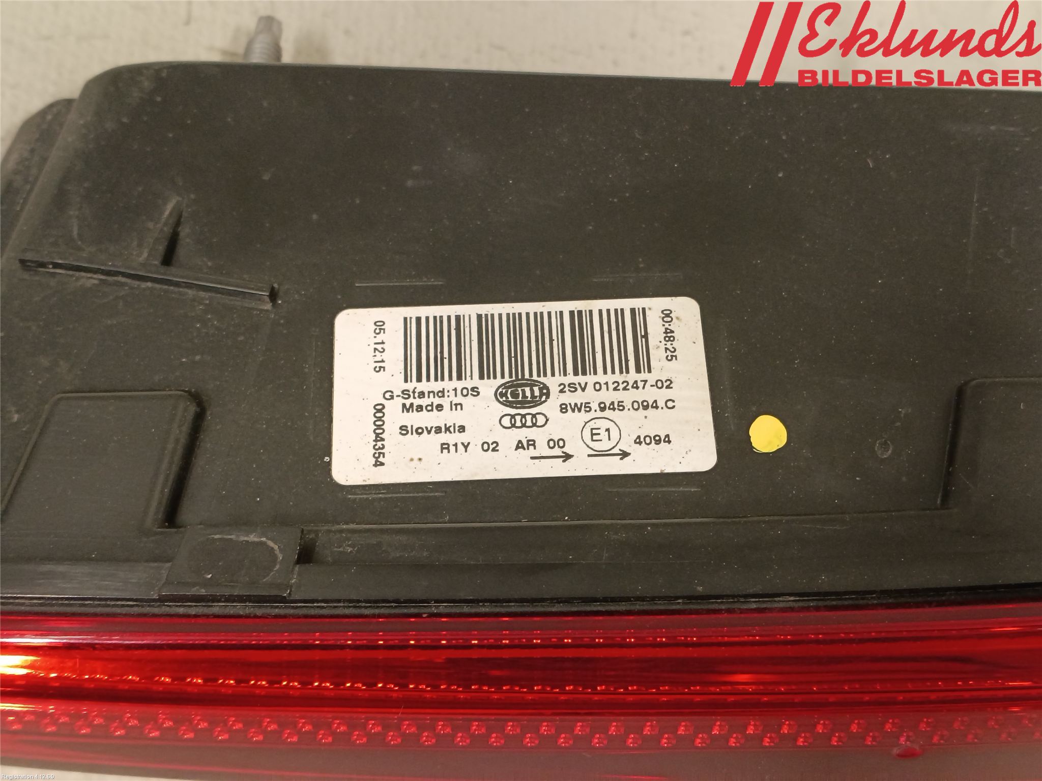 Audi A4/S4 B9 16-19 Bakljus Lucka Hö