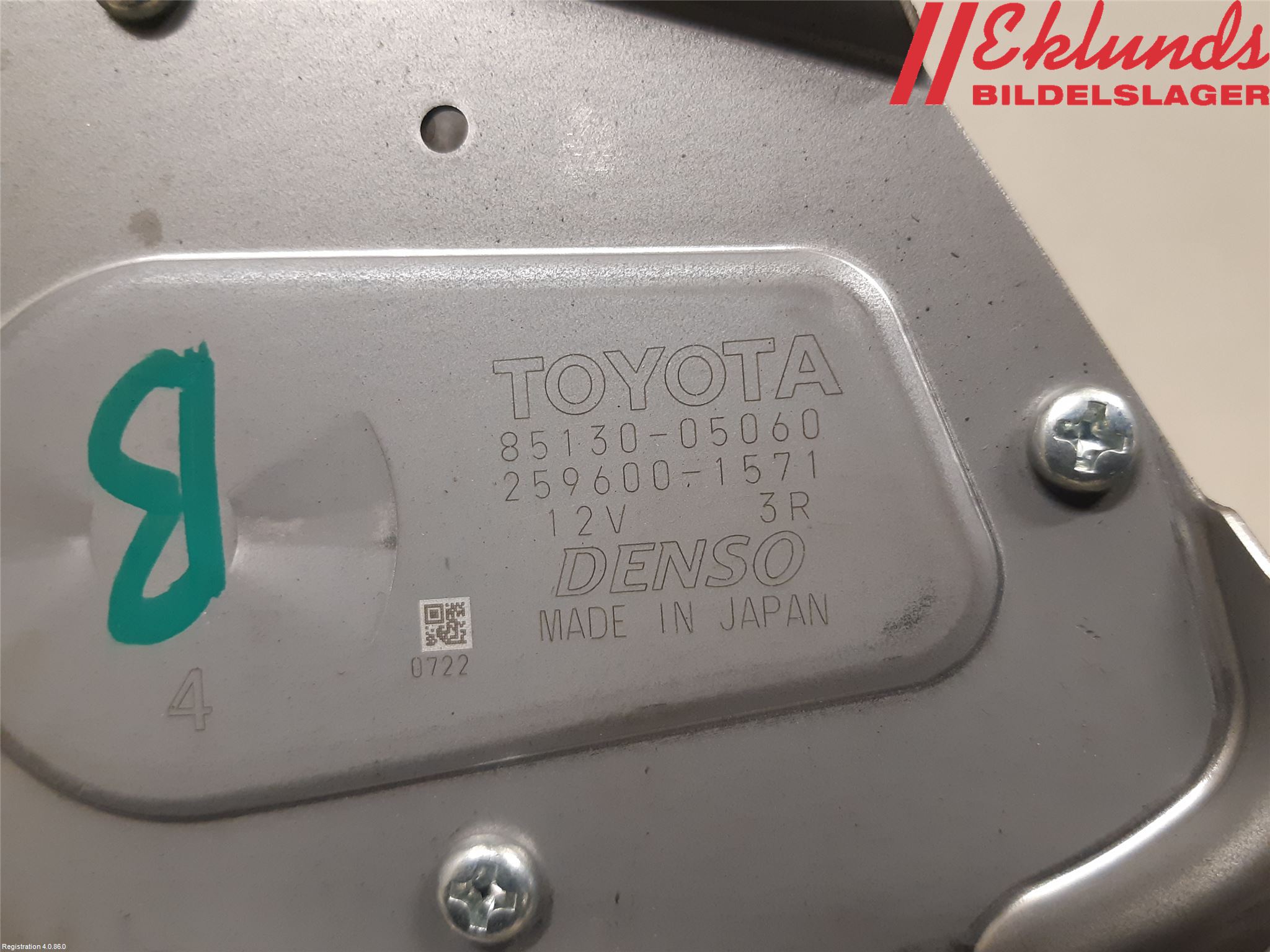 Toyota AVENSIS 09-15 Torkarmotor Baklucka
