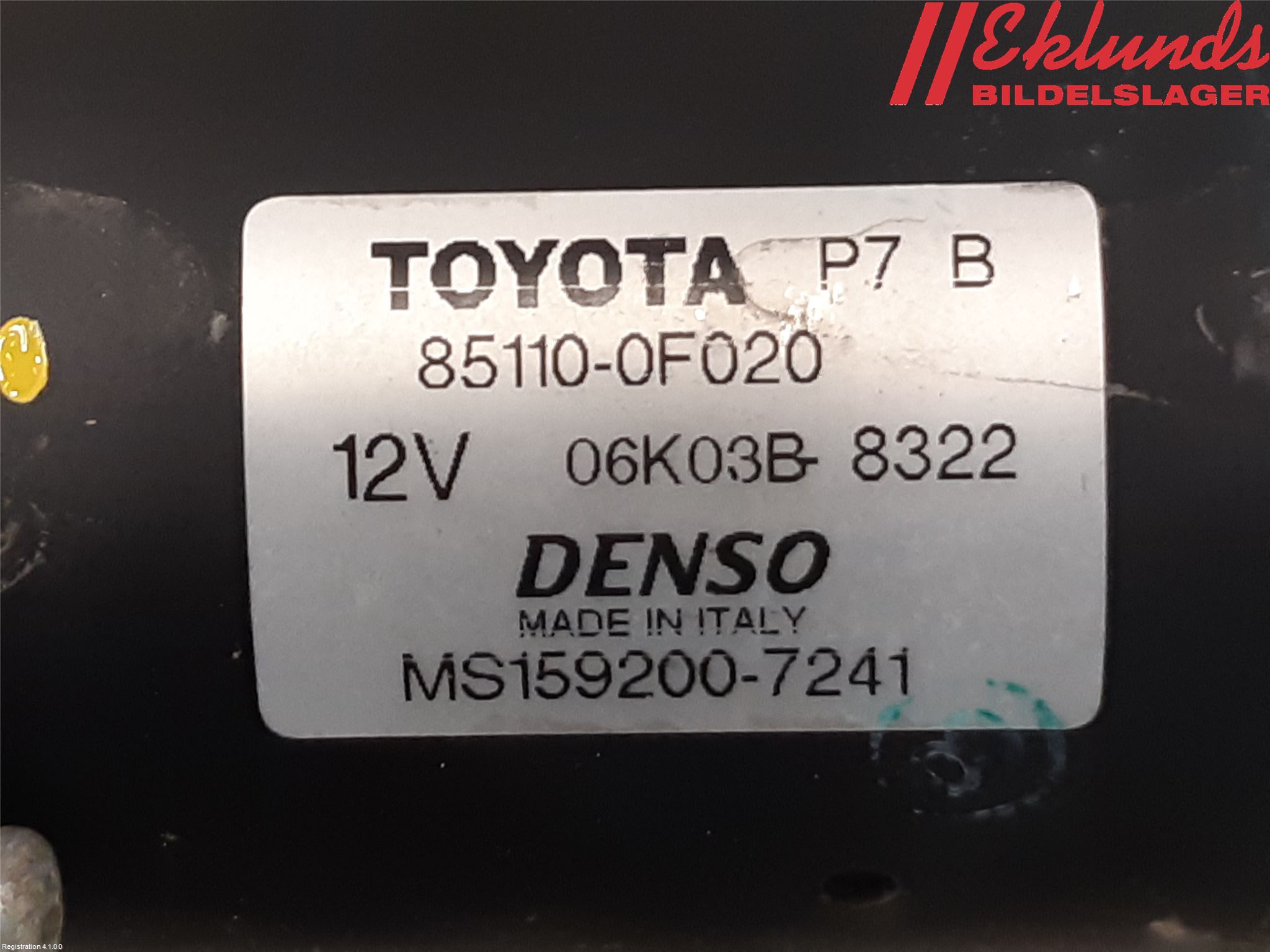 Toyota COROLLA VERSO 08-09 Torkarmotor Vindruta