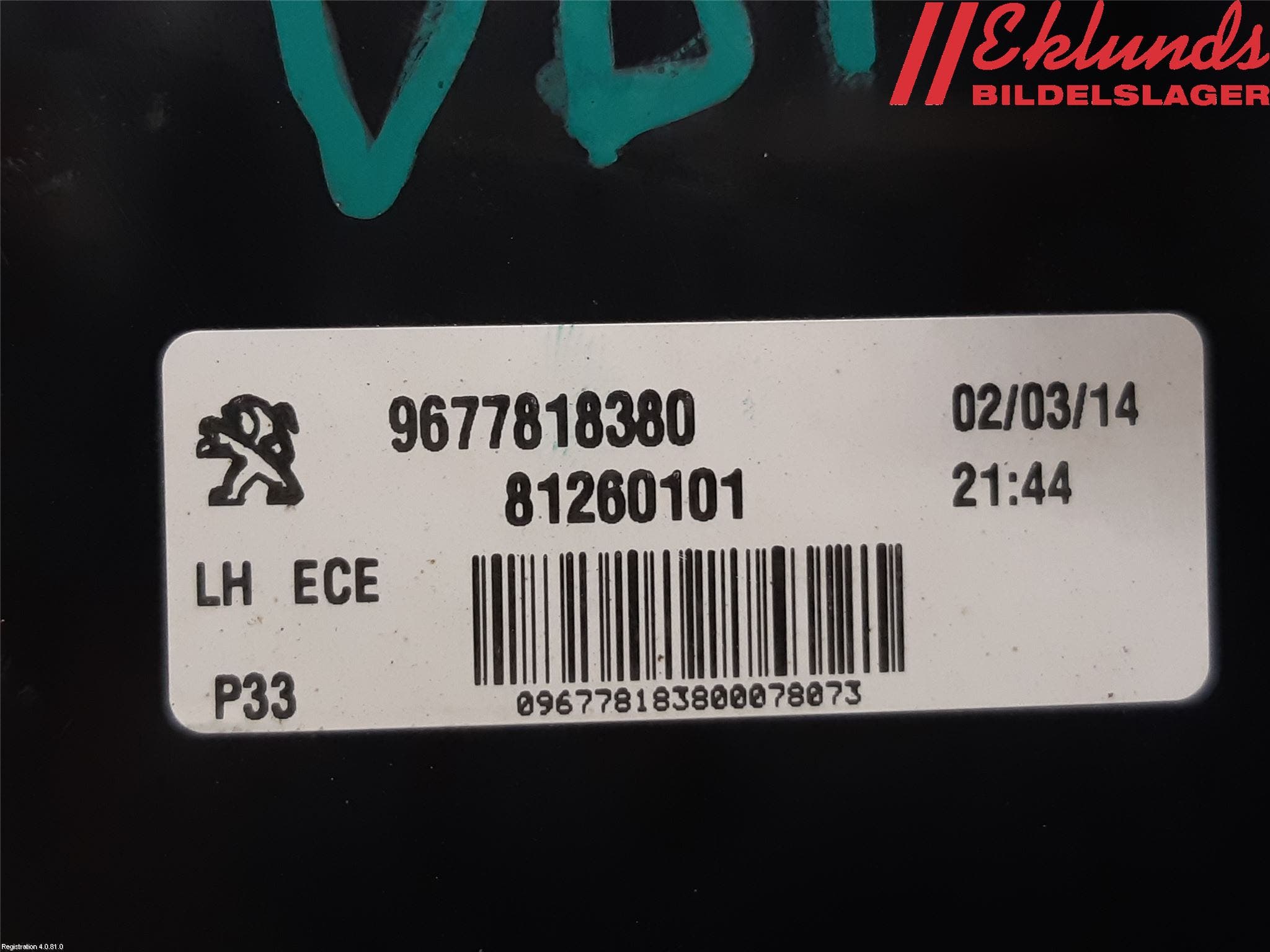 Peugeot 308 14-21 Bakljus Lucka Vä