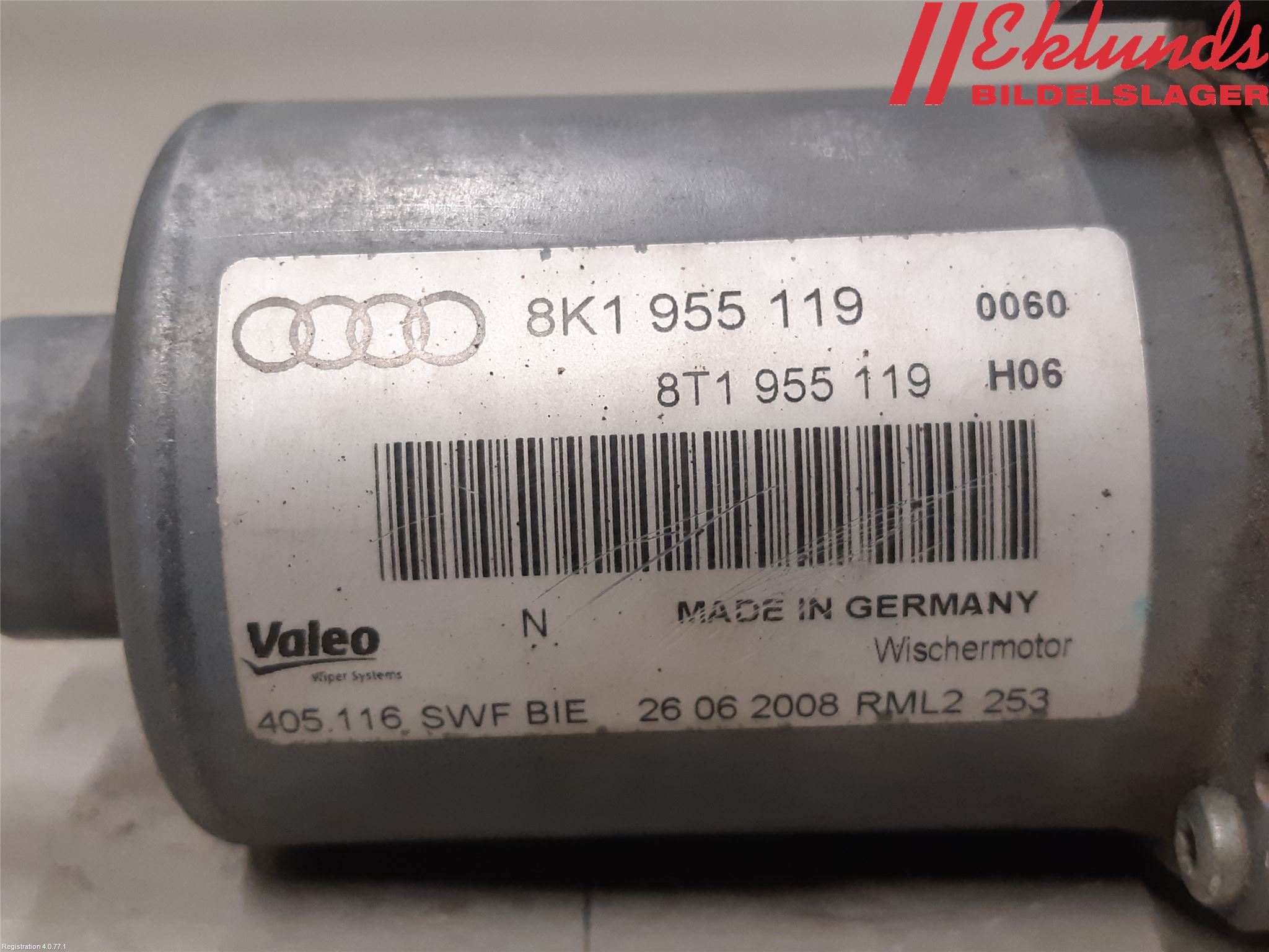 Audi A4/S4 08-11 Torkarmotor Vindruta