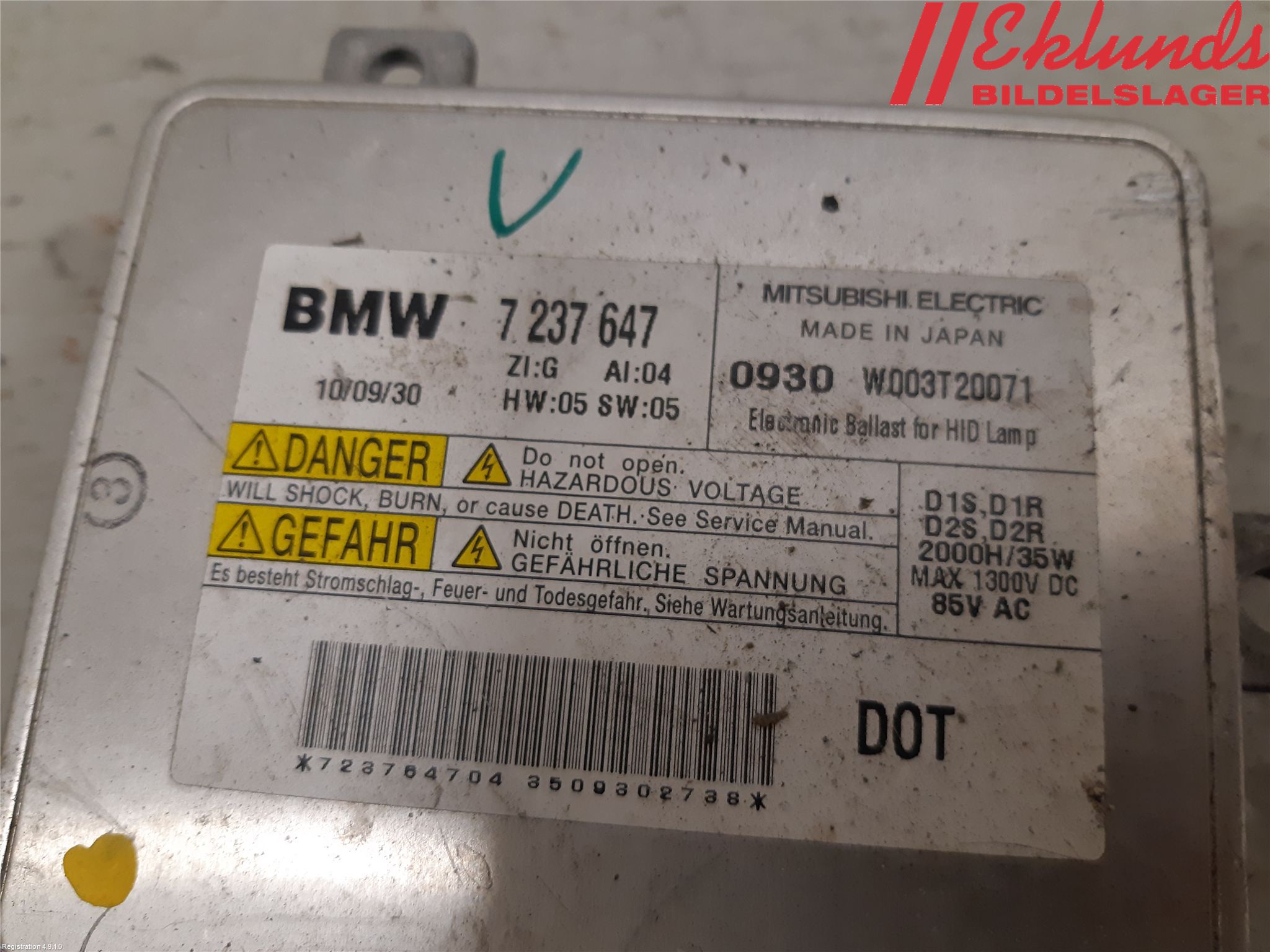 BMW 3 E90/91 SED/TOU 05-12 Styrenhet Strålkastare