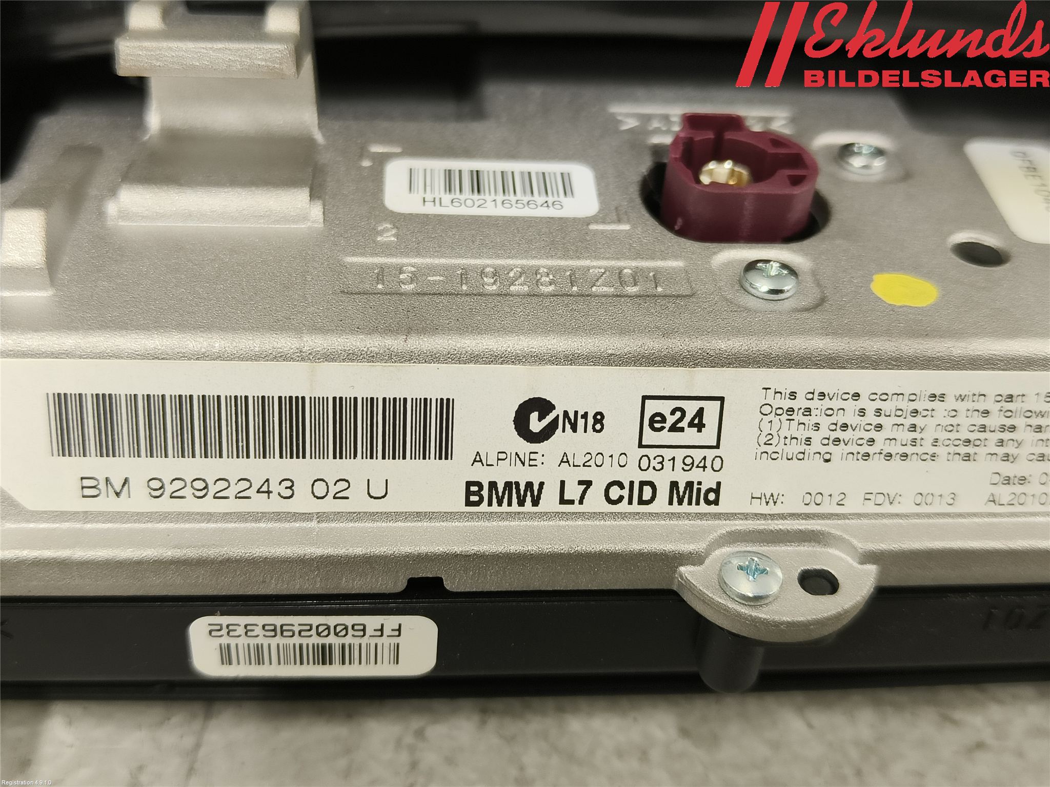 BMW 1 F20/F21 11-19 Bildskärm