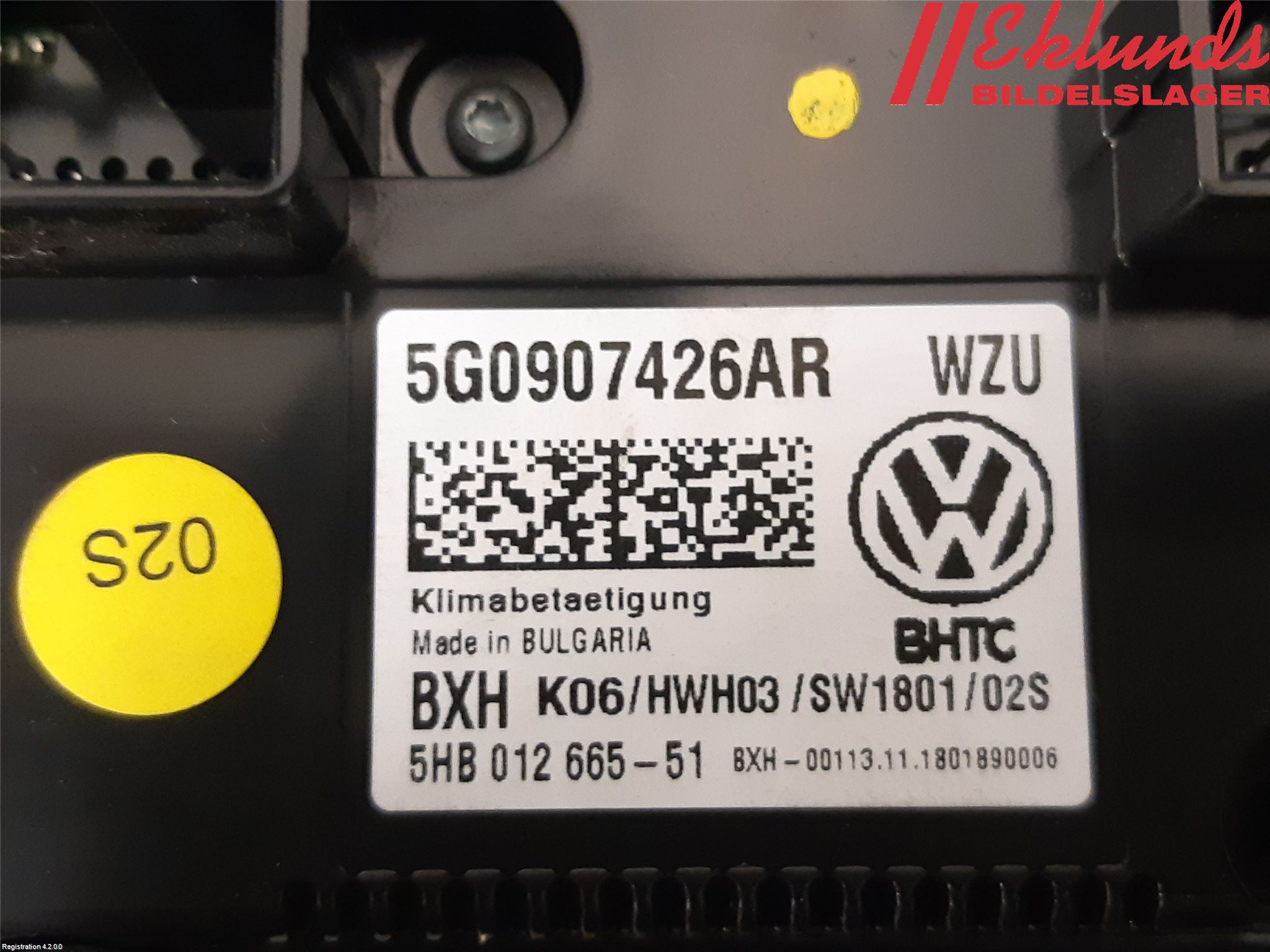 Volkswagen VW GOLF / E-GOLF VII 13-20 Ac Styrenhet Ac Manöveren