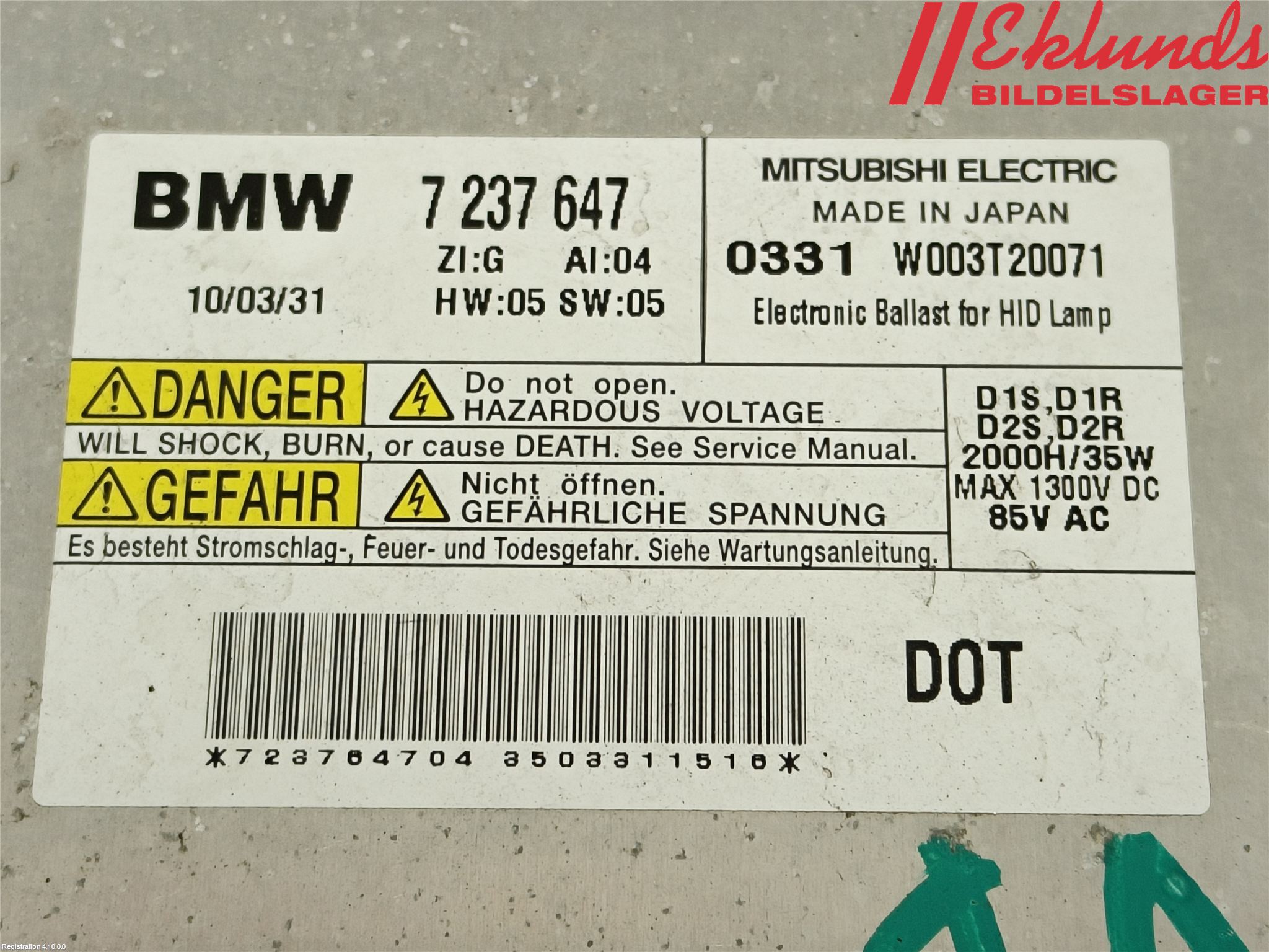 BMW 3 E90/91 SED/TOU 05-12 Styrenhet Strålkastare