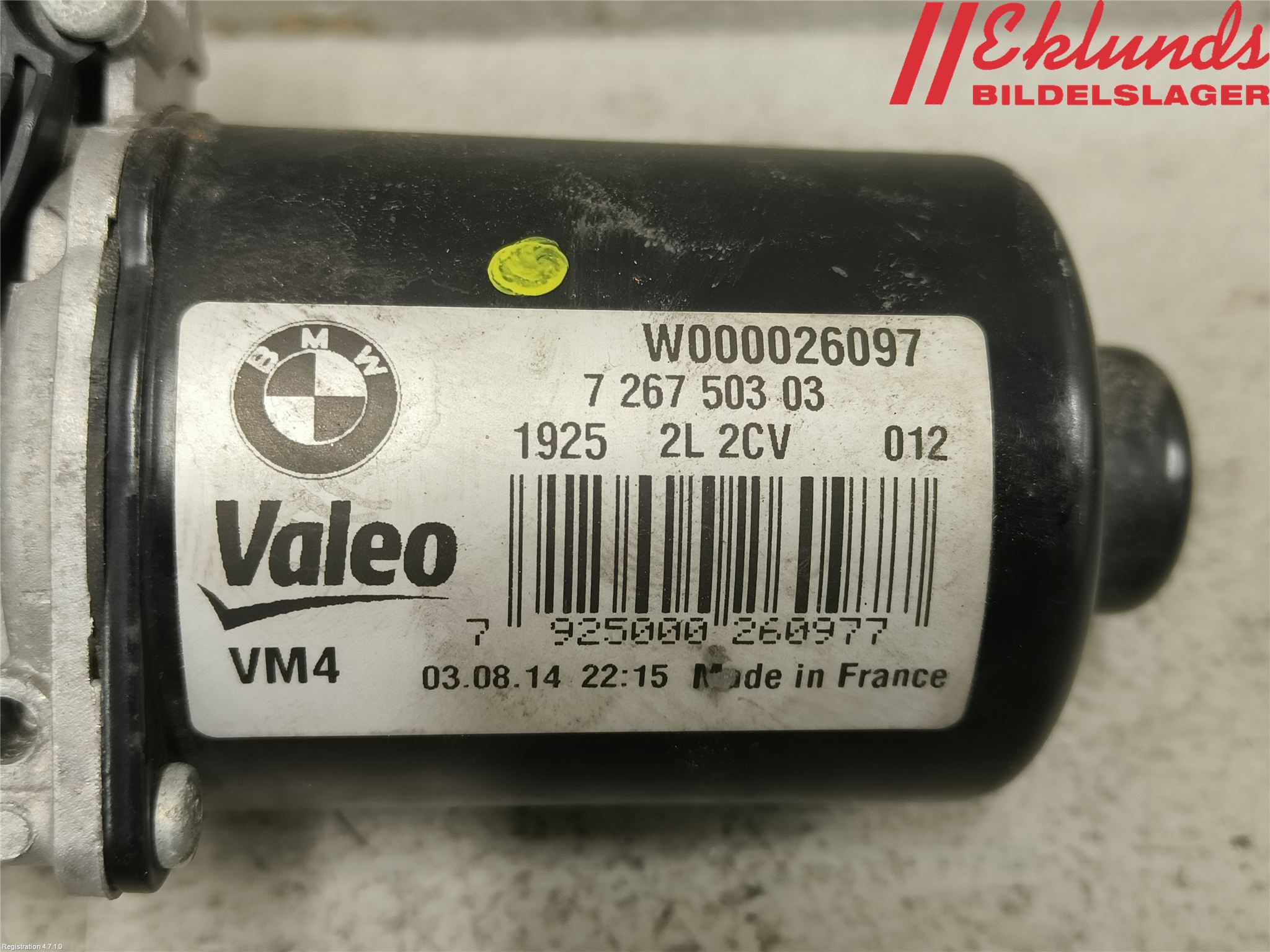 BMW 3 F30/F31/F80 12-19 Torkarmotor Vindruta