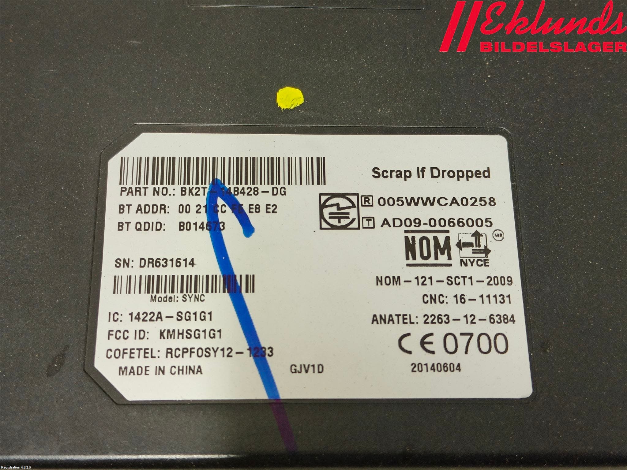 Ford TRANSIT/TOURNEO CUSTOM 13-24 Styrenhet Nyckellöst System