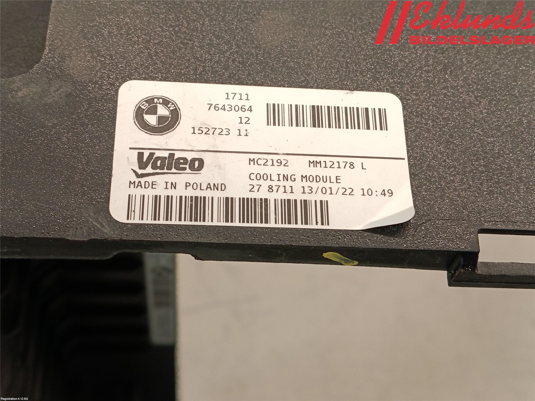 BMW i3 I01 13-22 Deflektor Plåt-Plast Kylning