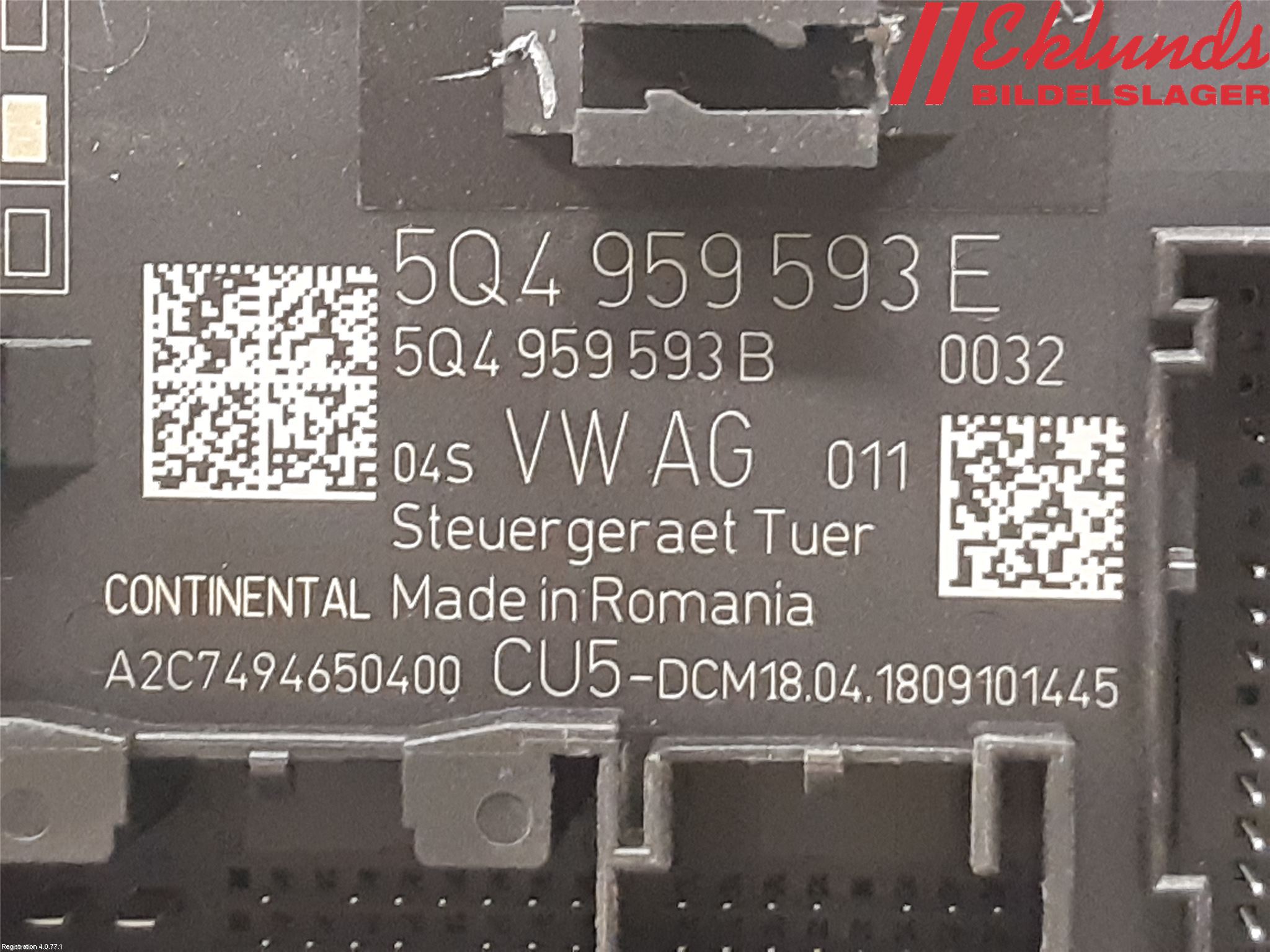 Volkswagen VW GOLF / E-GOLF VII 13-20 Styrenhet Dörr