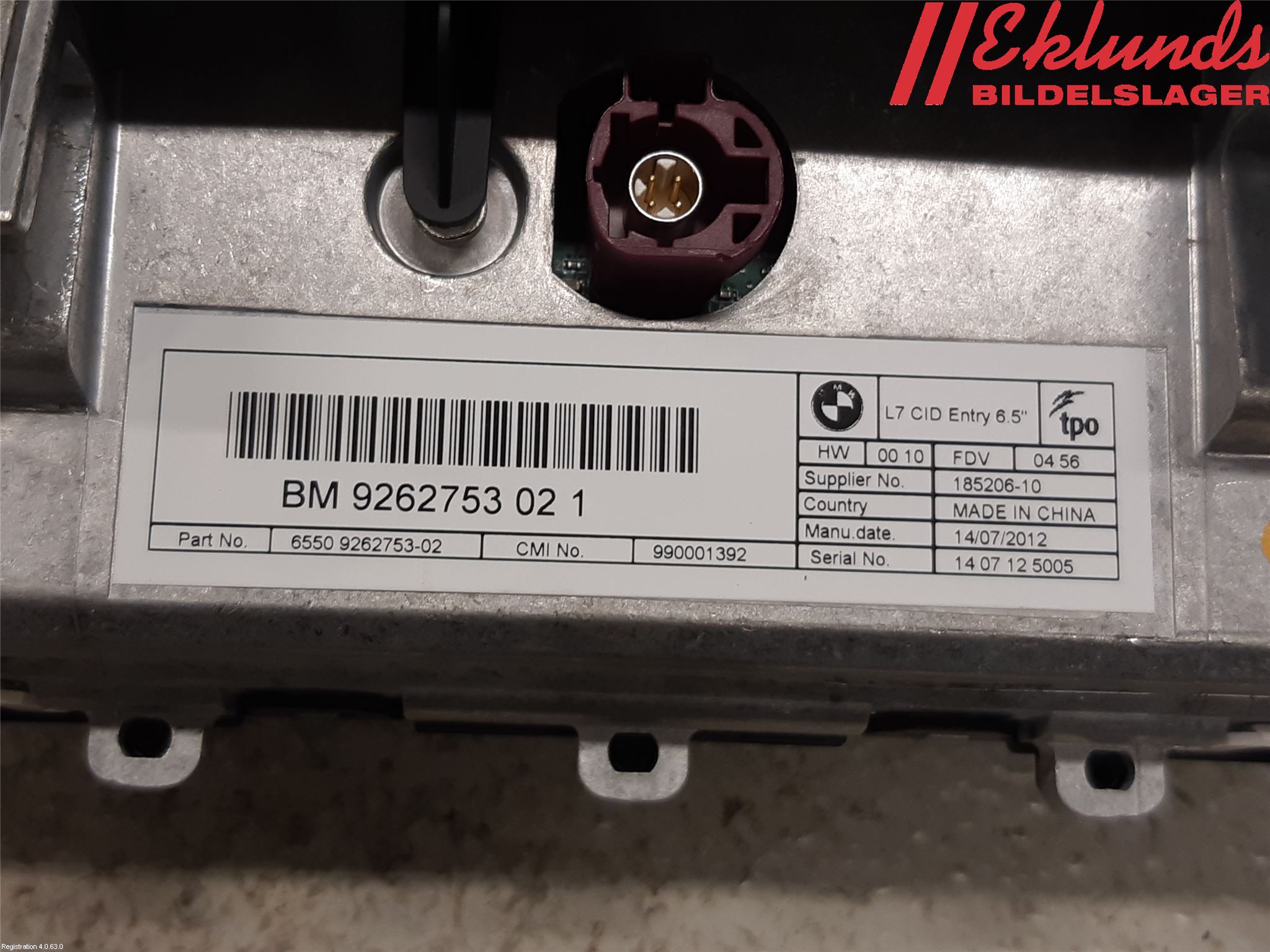 BMW 3 F30/F31/F80 12-19 Kontrolldisplay