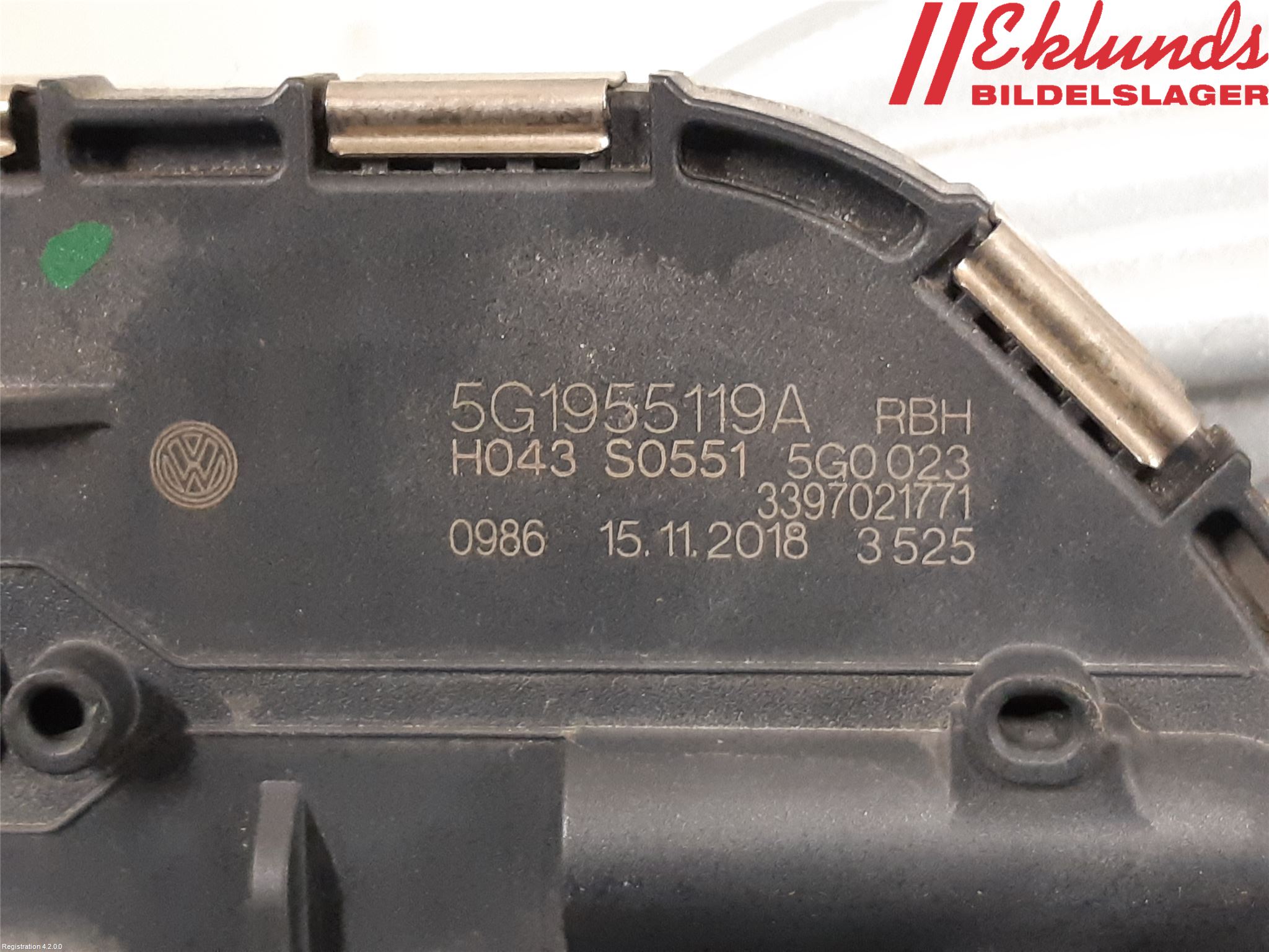 Volkswagen VW GOLF / E-GOLF VII 13-20 Torkarmotor Vindruta