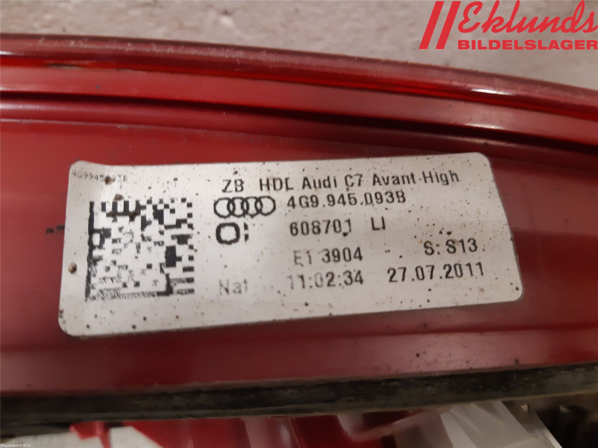 Audi A6/S6 4G 11-18 Bakljus Lucka Vä