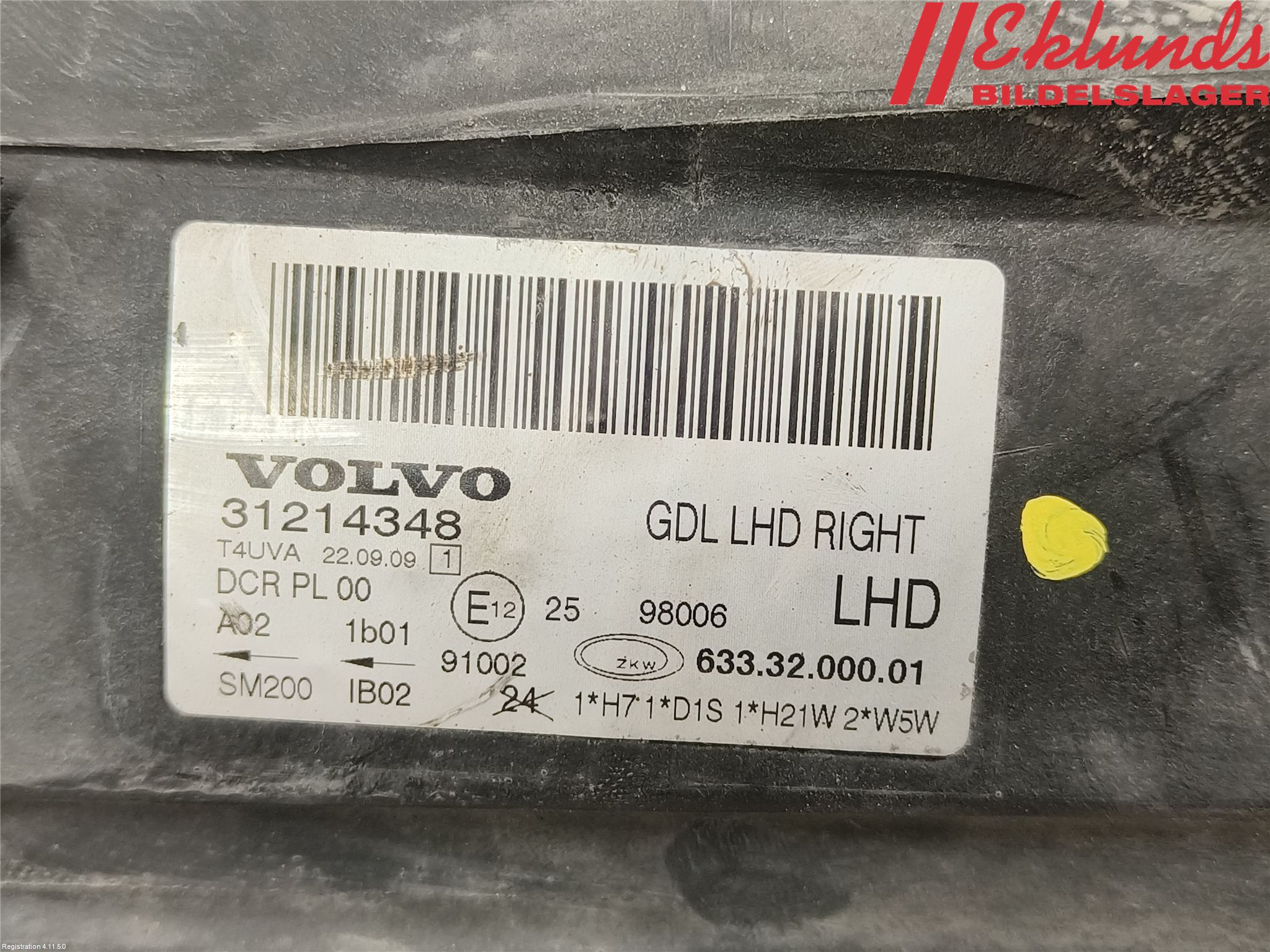 Volvo V70 08-13 Strålkastare Höger