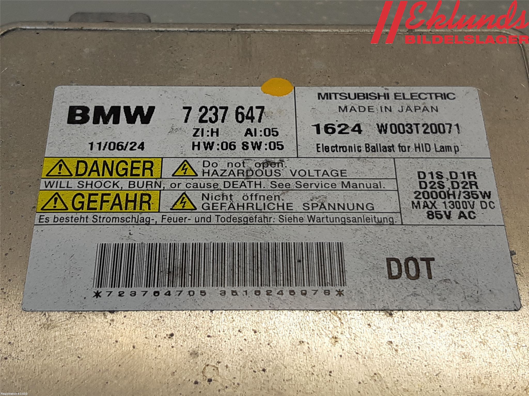 BMW 5 F10/F11/F18 09-17 Styrenhet Strålkastare