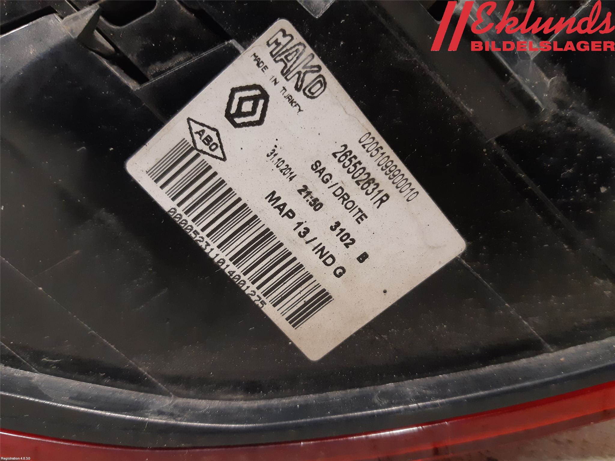 Renault CLIO IV 12-16 Bakljus Höger