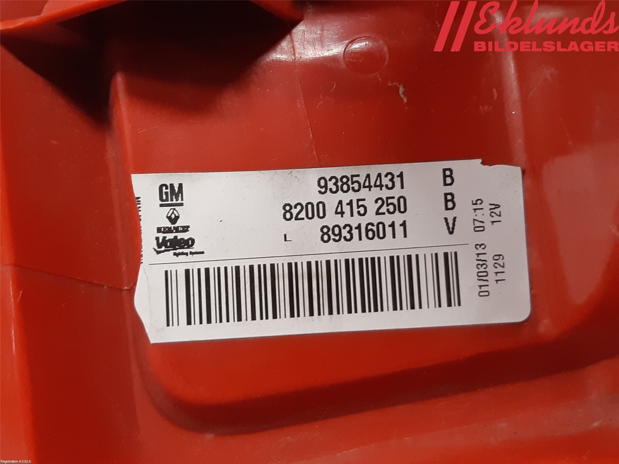 Opel VIVARO 01-14 Bakljus Vänster