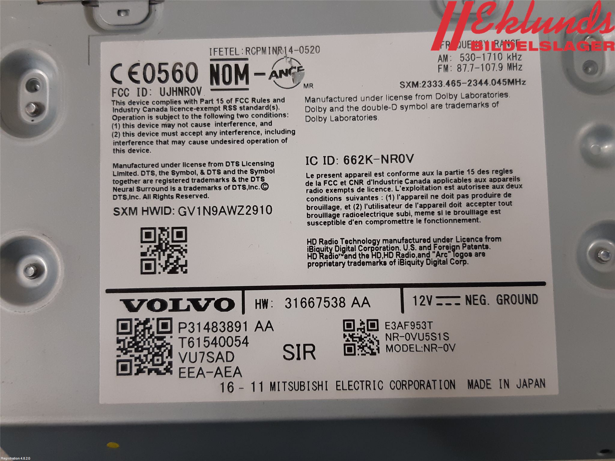 Volvo XC90/RECHARGE 16- Cd Radio - Multimediapanel
