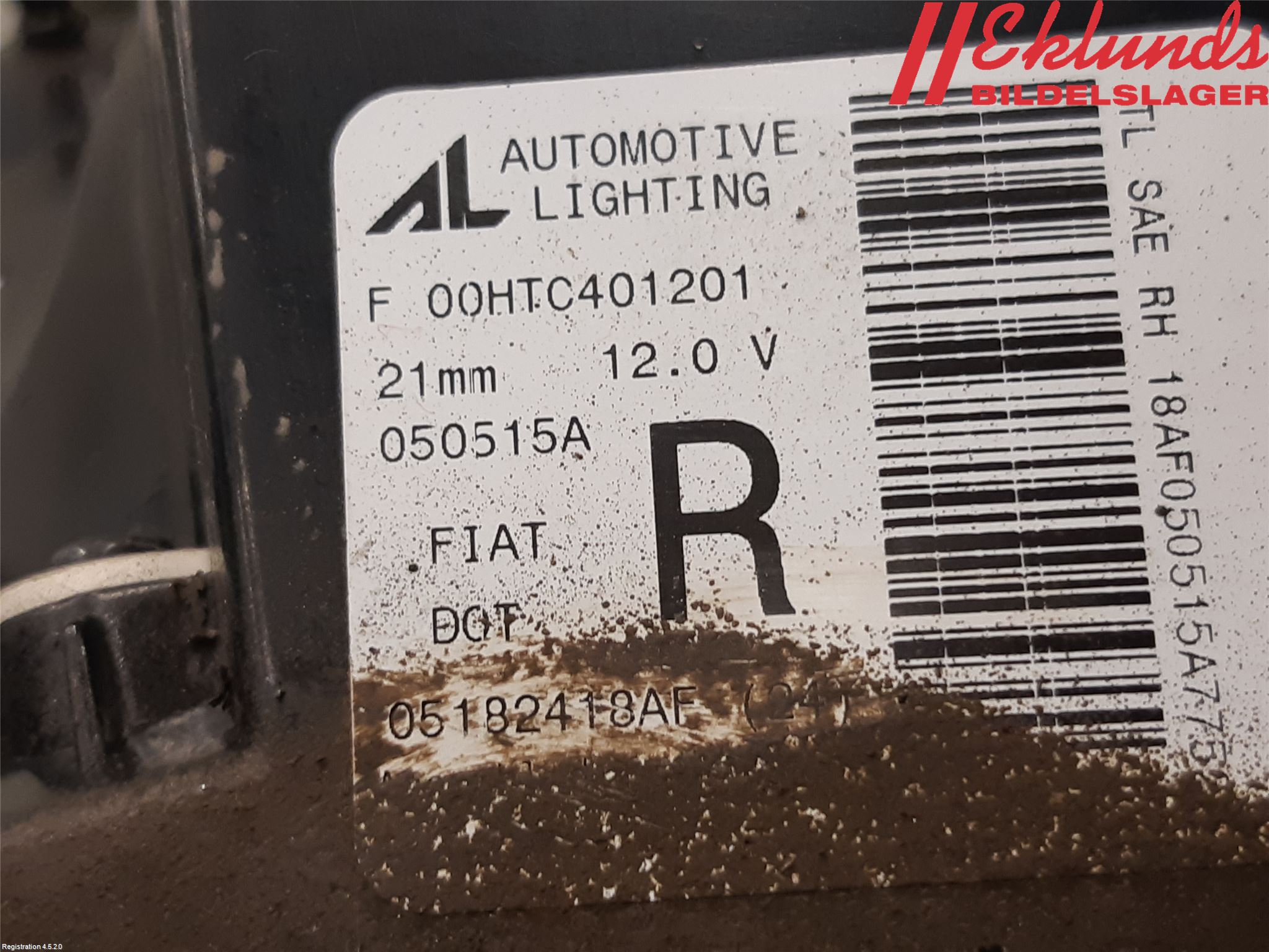 Fiat 500 07- Bakljus Höger