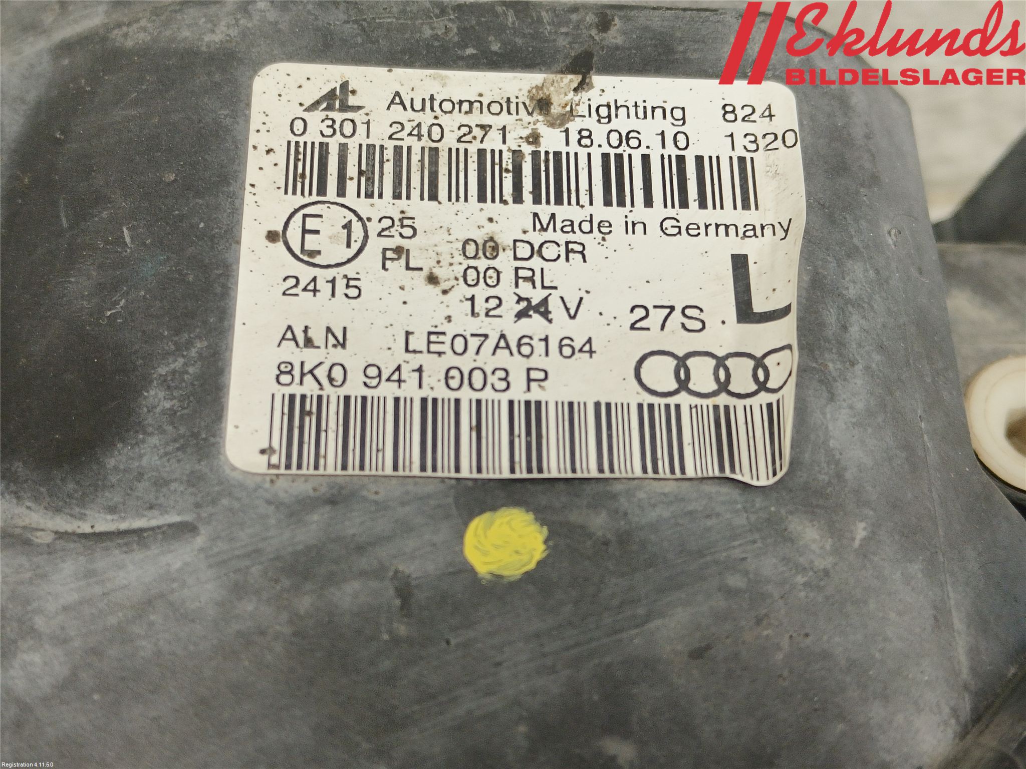 Audi A4/S4 08-11 Strålkastare Vänster