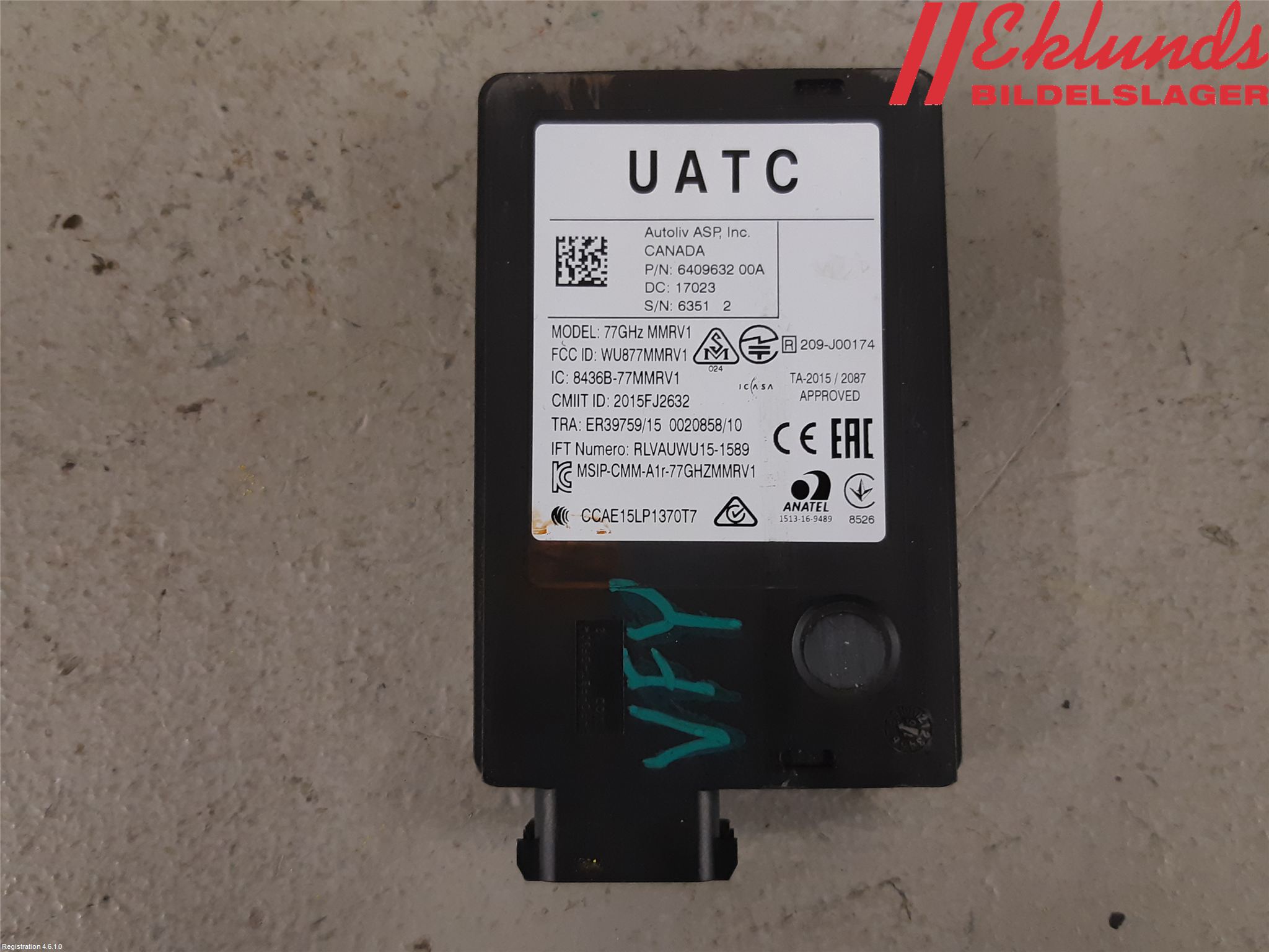 Volvo XC90/RECHARGE 16- Sensor Aktivt Kollisionsskydd
