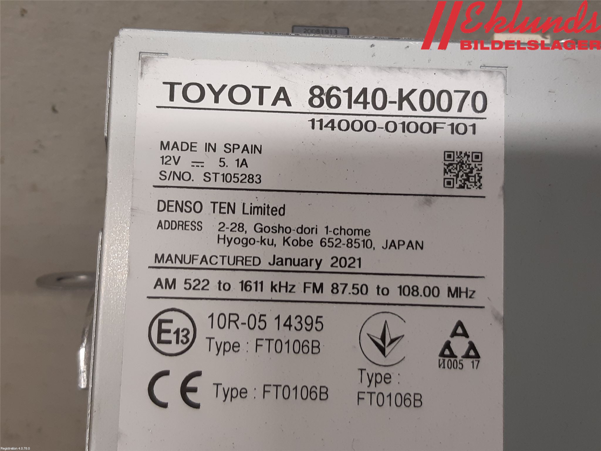Toyota YARIS XP21 20- Cd Radio - Multimediapanel