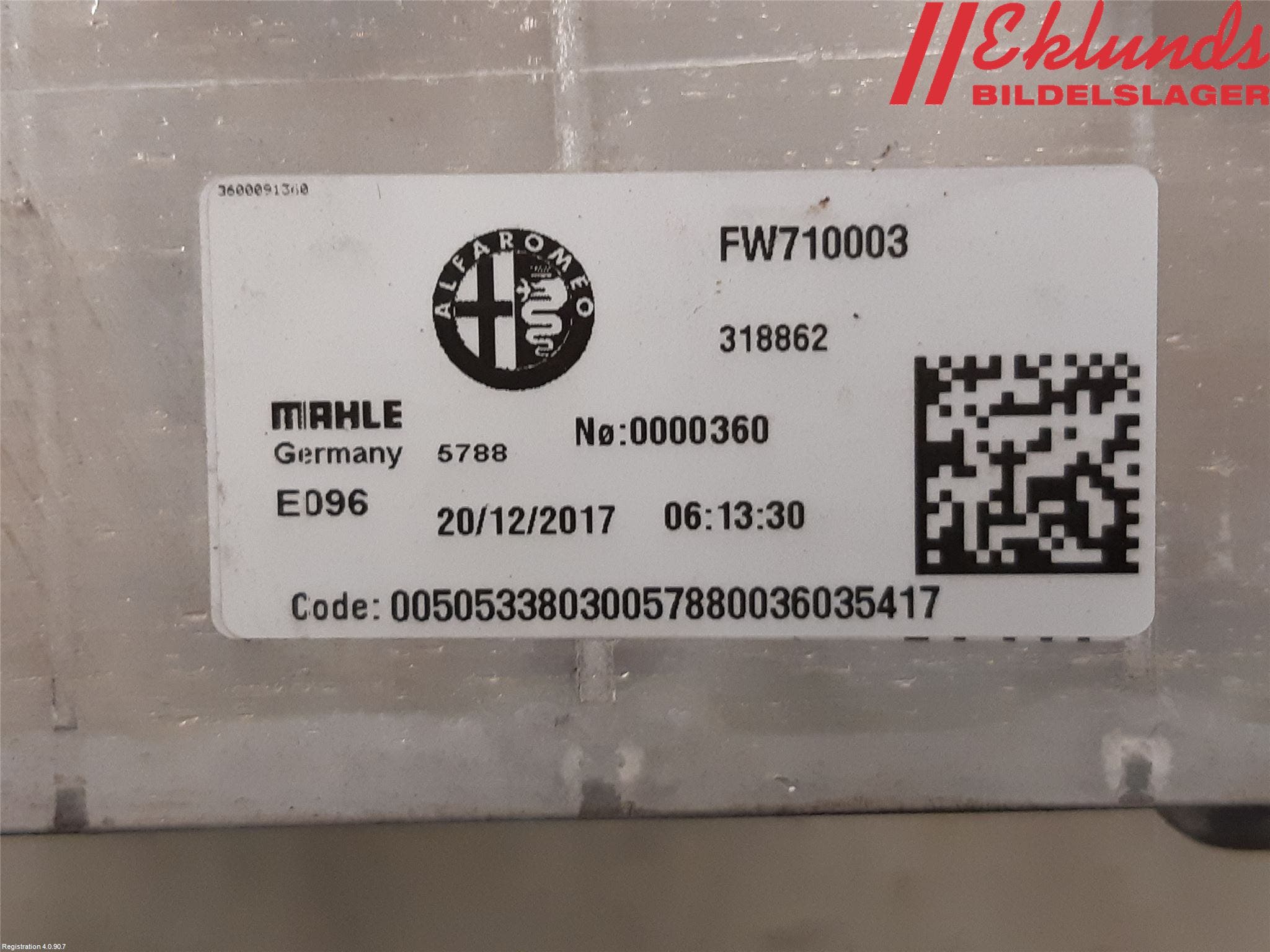 Alfa GIULIA Laddluft-Intercooler Kyl