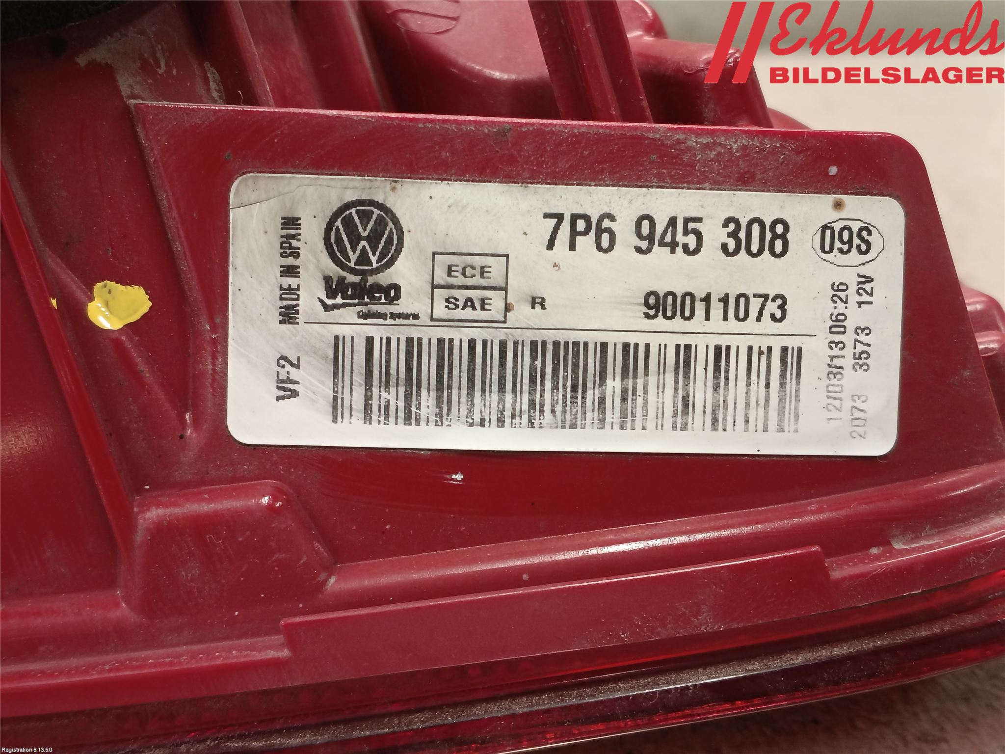 Volkswagen VW TOUAREG 7P 11-18 Bakljus Lucka Hö