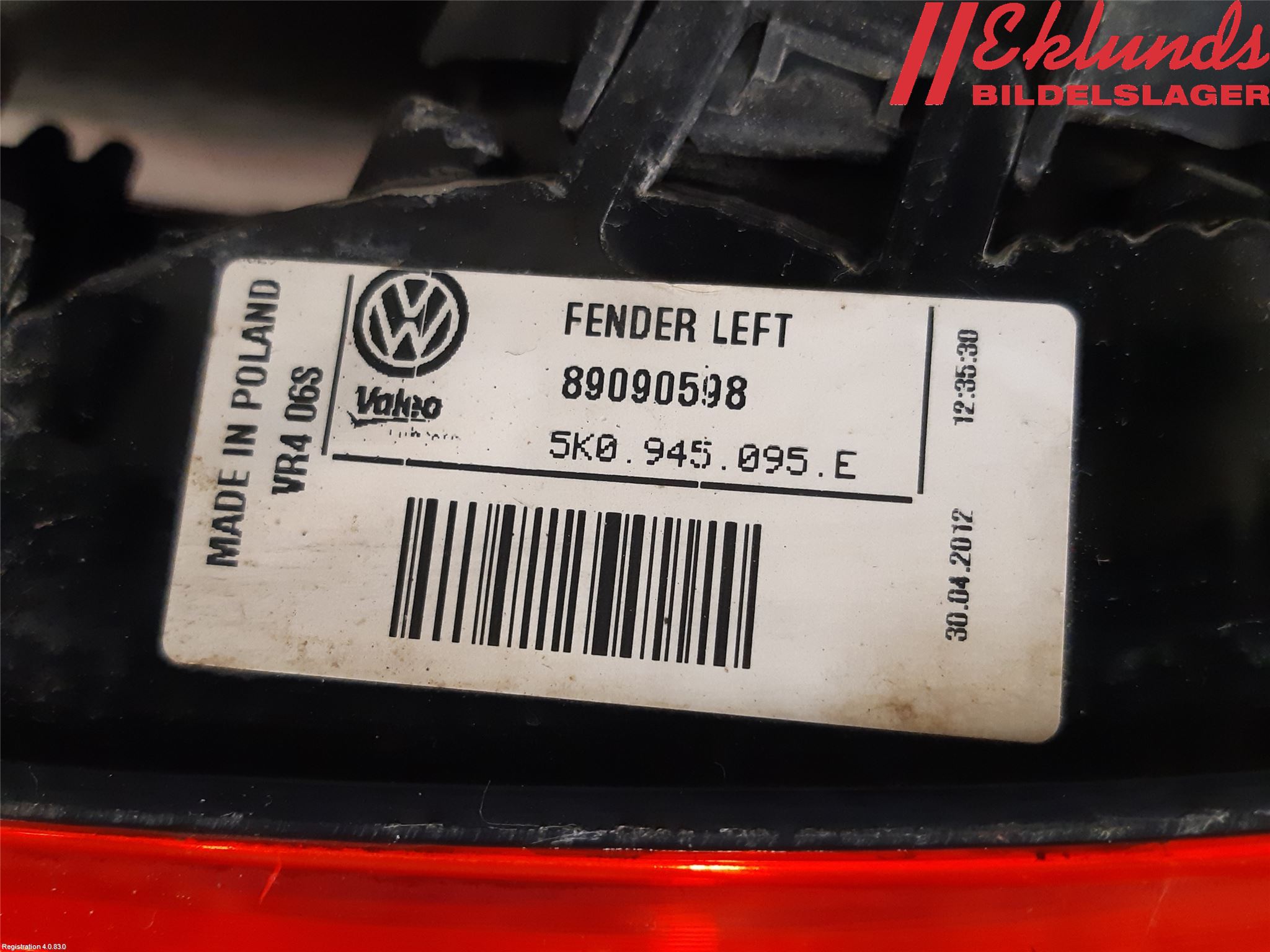 Volkswagen VW GOLF VI 09-13 Bakljus Vänster