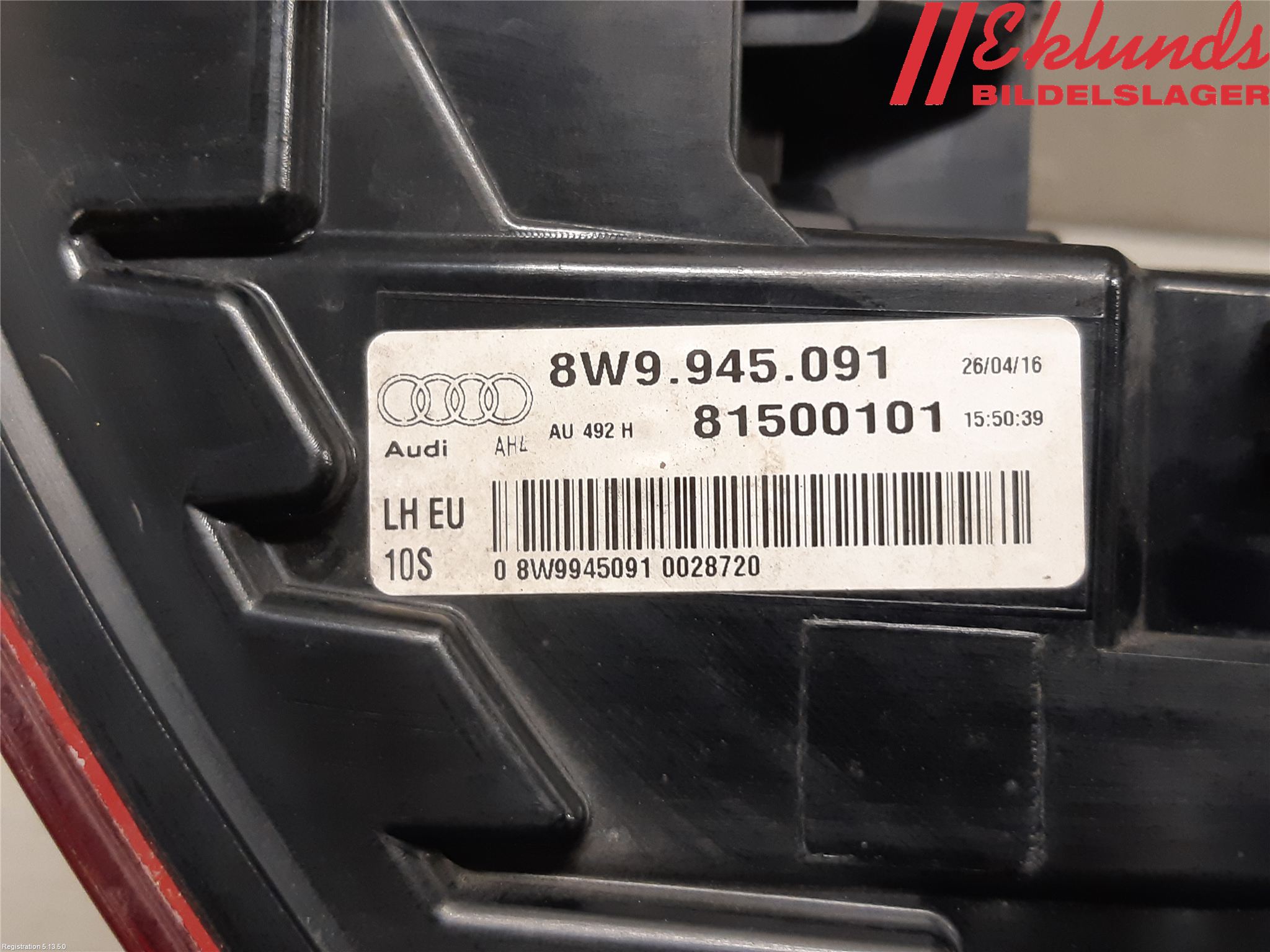 Audi A4/S4 B9 16-19 Bakljus Vänster