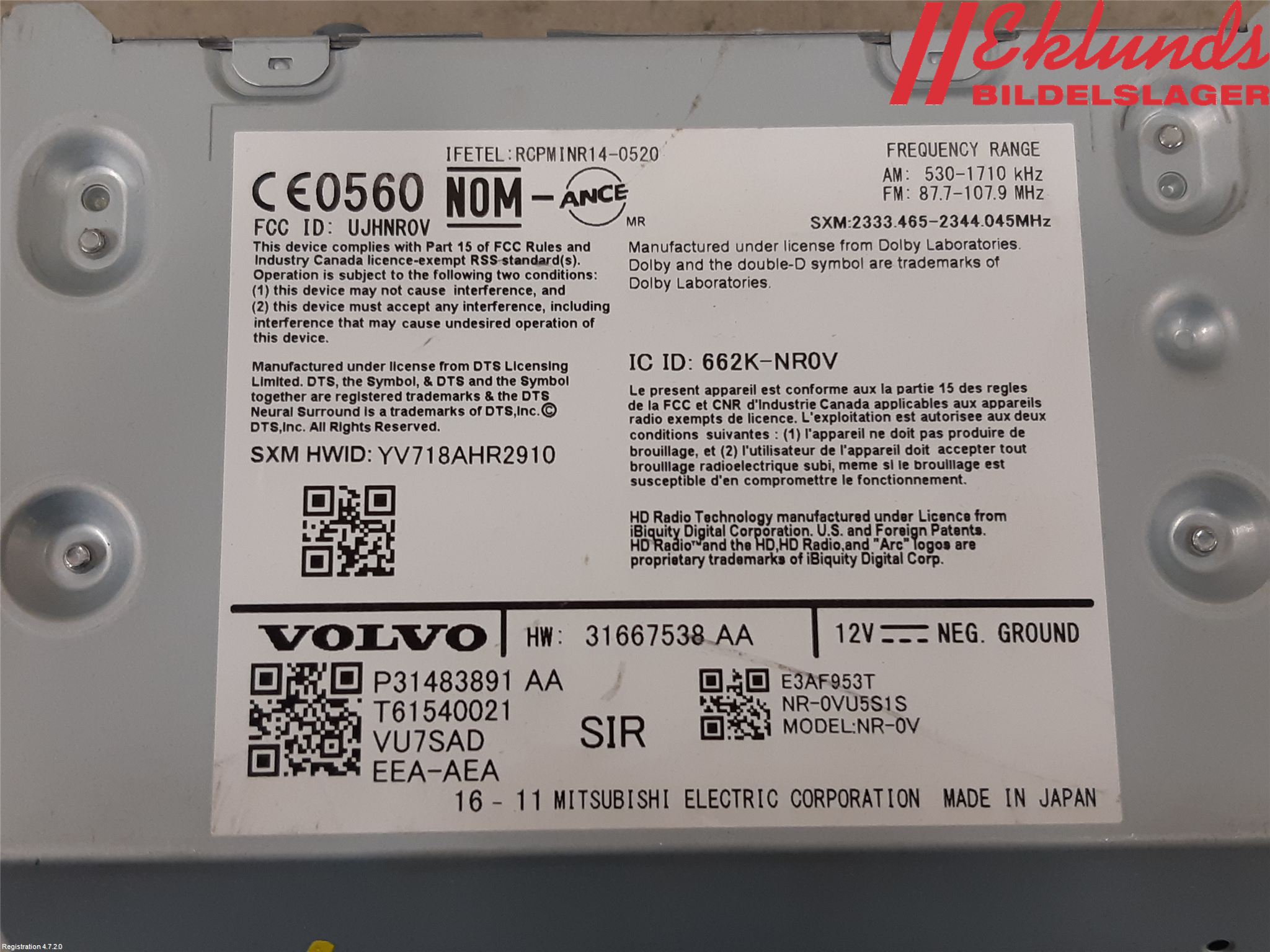 Volvo XC90/RECHARGE 16- Cd Radio - Multimediapanel