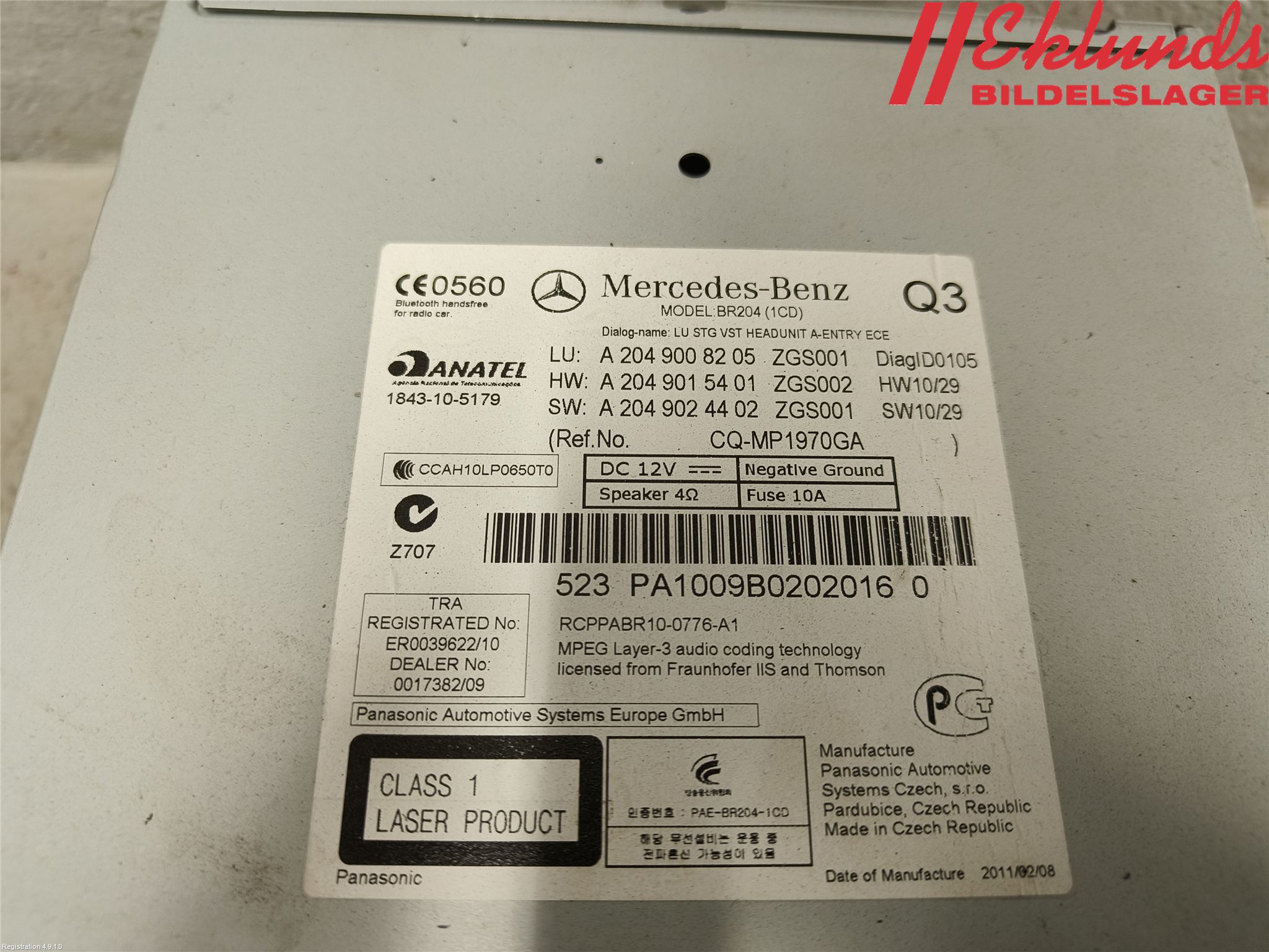 Mercedes-Benz MB C-KLASS (W204) 07-15 Cd Radio - Multimediapanel