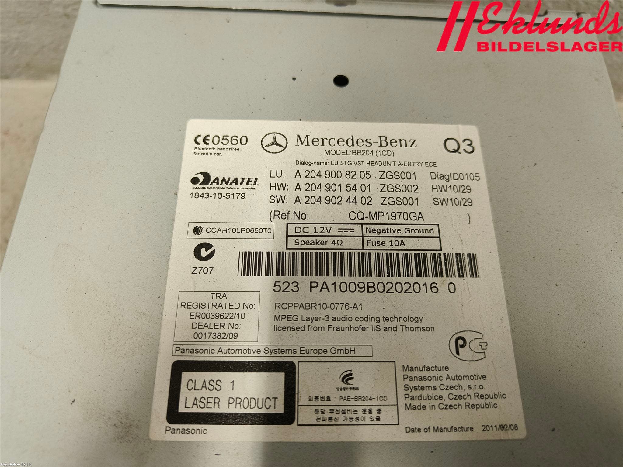 Mercedes-Benz MB C-KLASS (W204) 07-15 Cd Radio - Multimediapanel