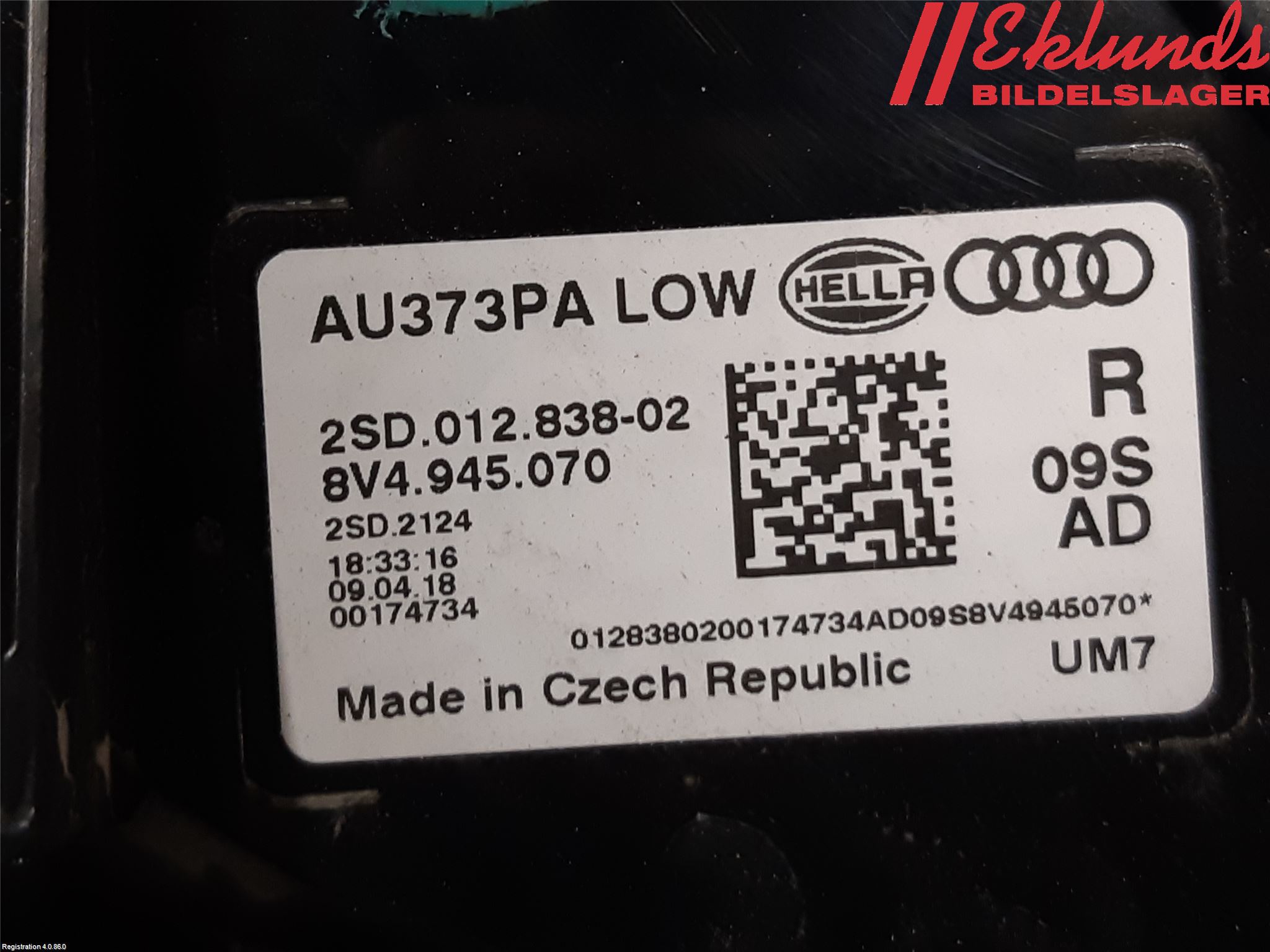 Audi A3/S3 8V 13-20 Bakljus Höger