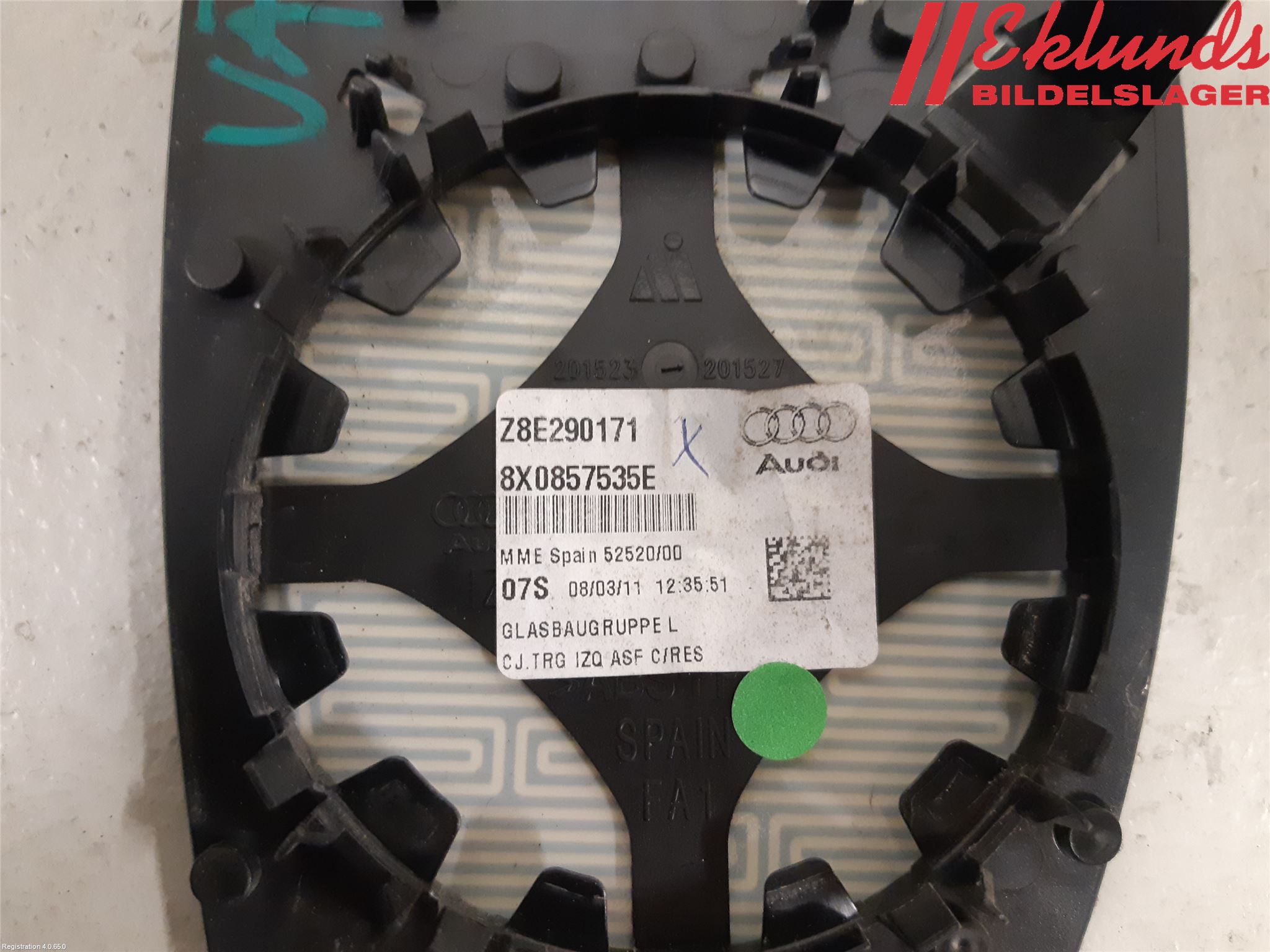 Audi A1/S1 11-18 Spegelglas Vä