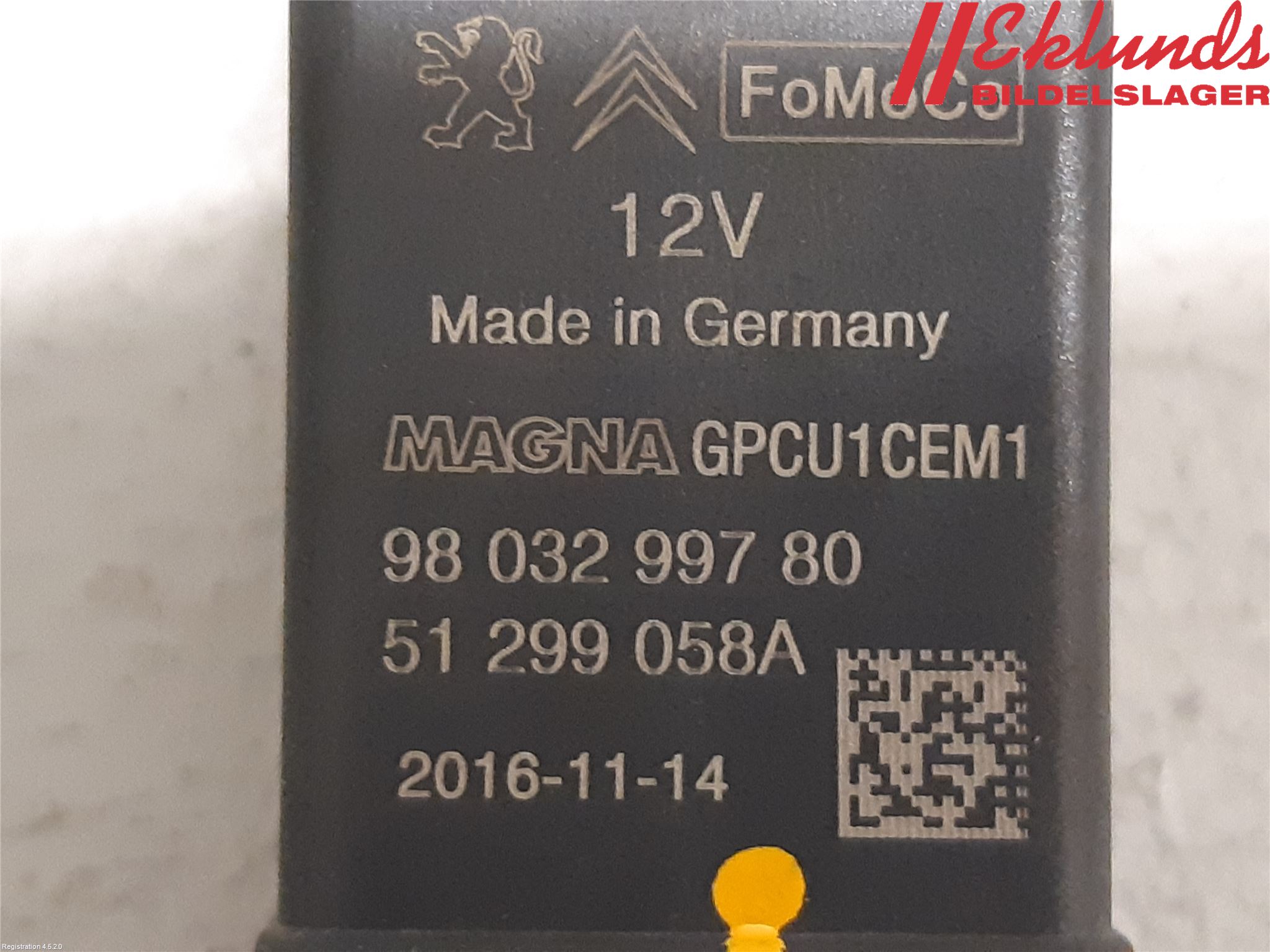 Citroen BERLINGO 08-18 Relä Glödning Diesel