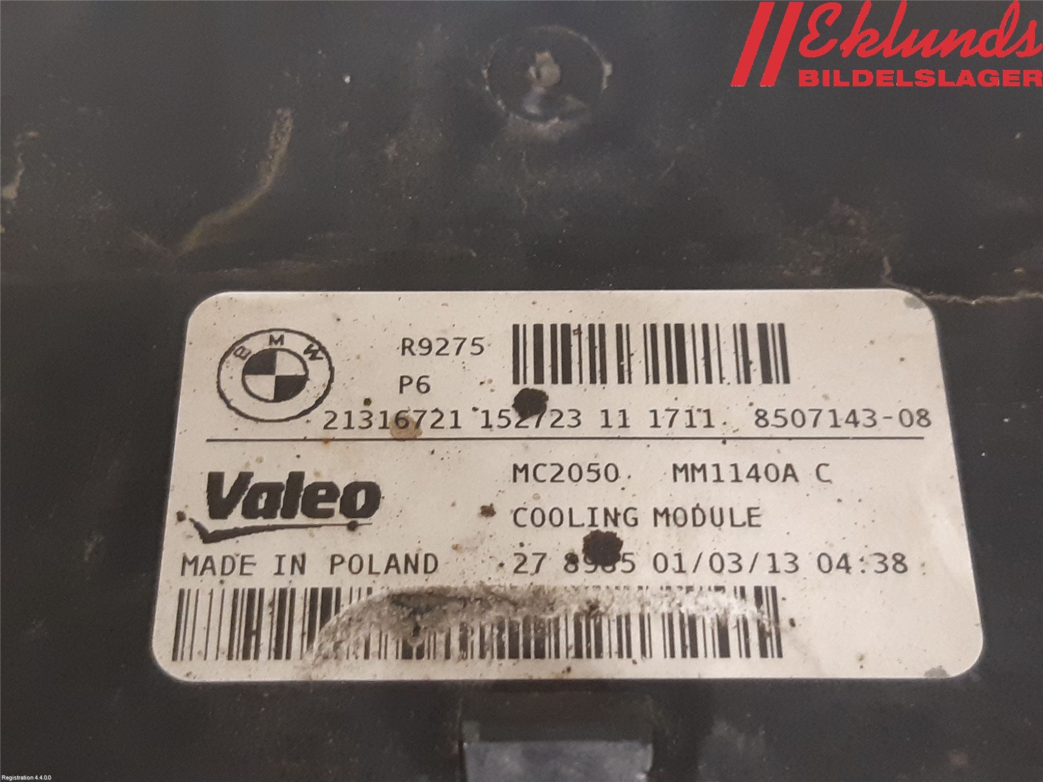 BMW 5 F10/F11/F18 09-17 Kylarfäste-Ram-Balk