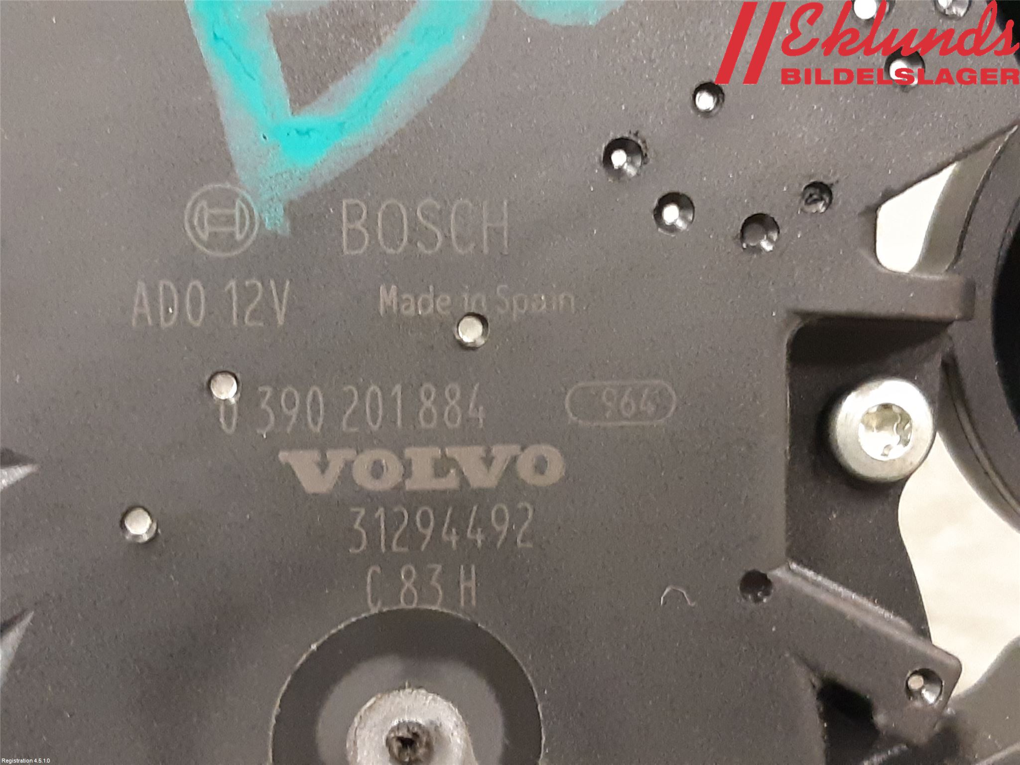 Volvo V60 11-13 Torkarmotor Baklucka