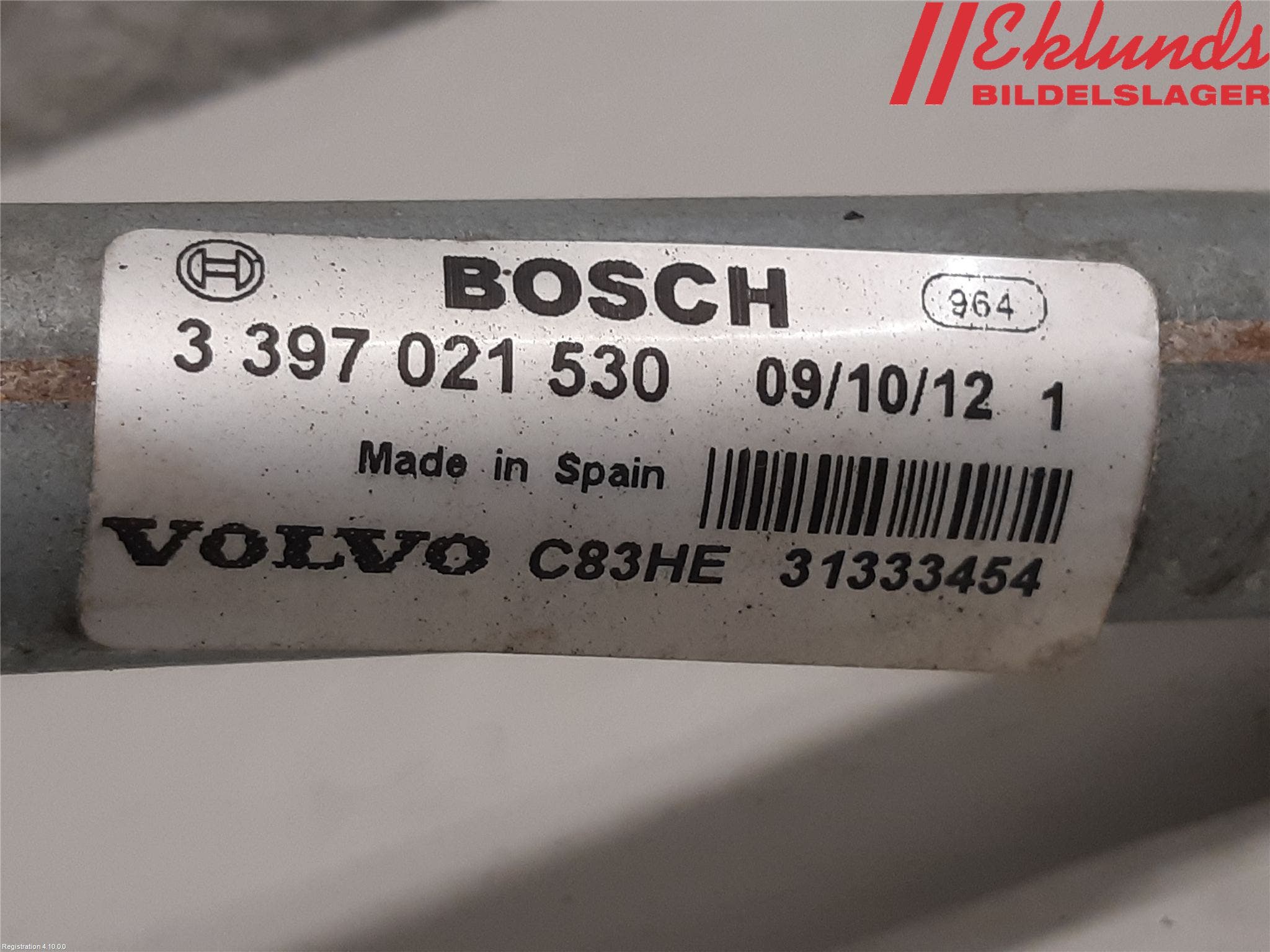 Volvo XC60 09-13 Torkarmekanism Vindruta