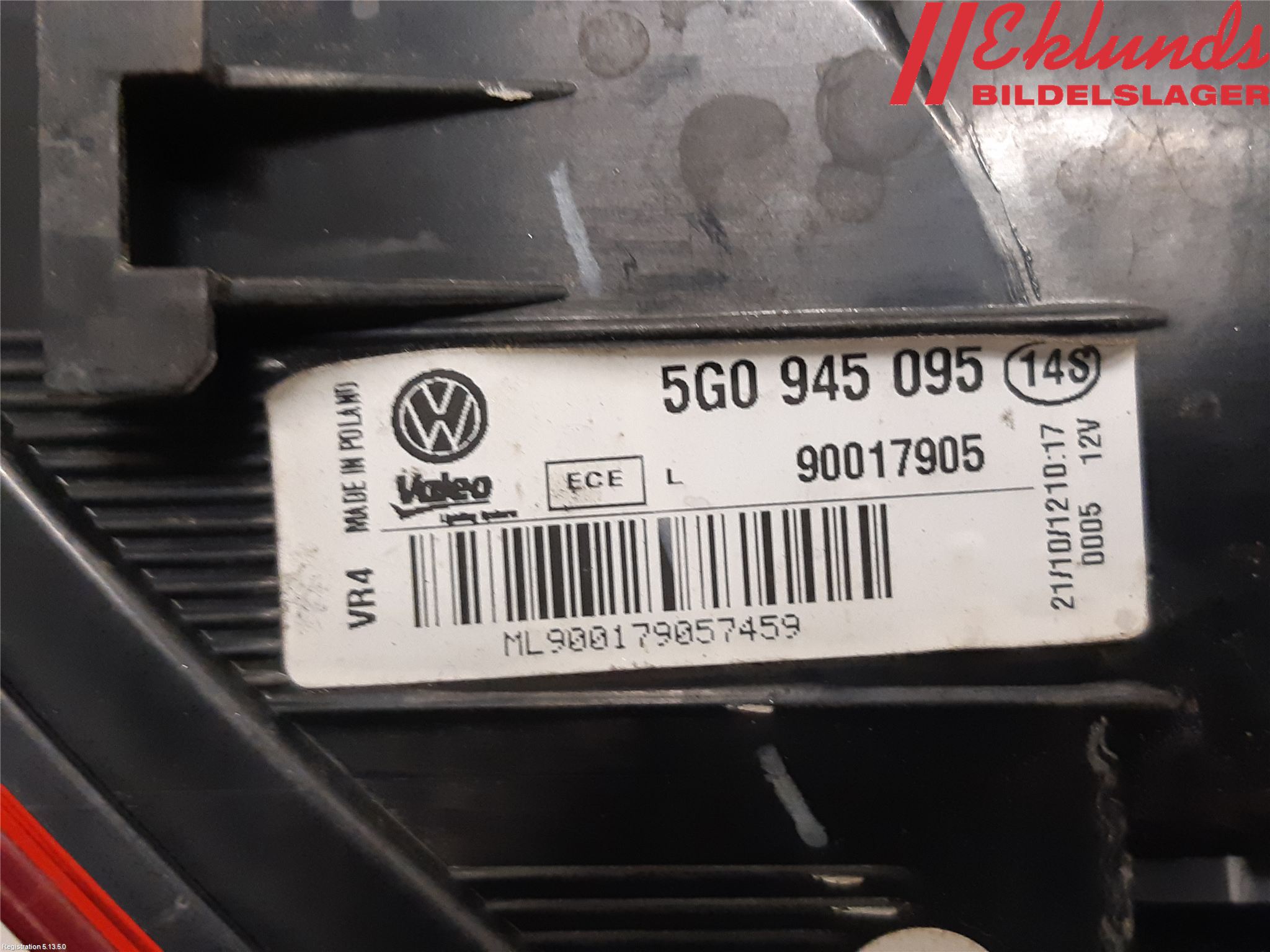 Volkswagen VW GOLF / E-GOLF VII 13-20 Bakljus Vänster