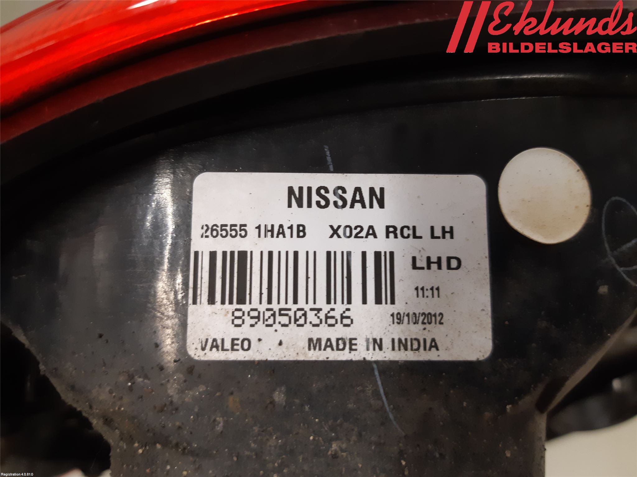 Nissan MICRA 11-16 Bakljus Vänster