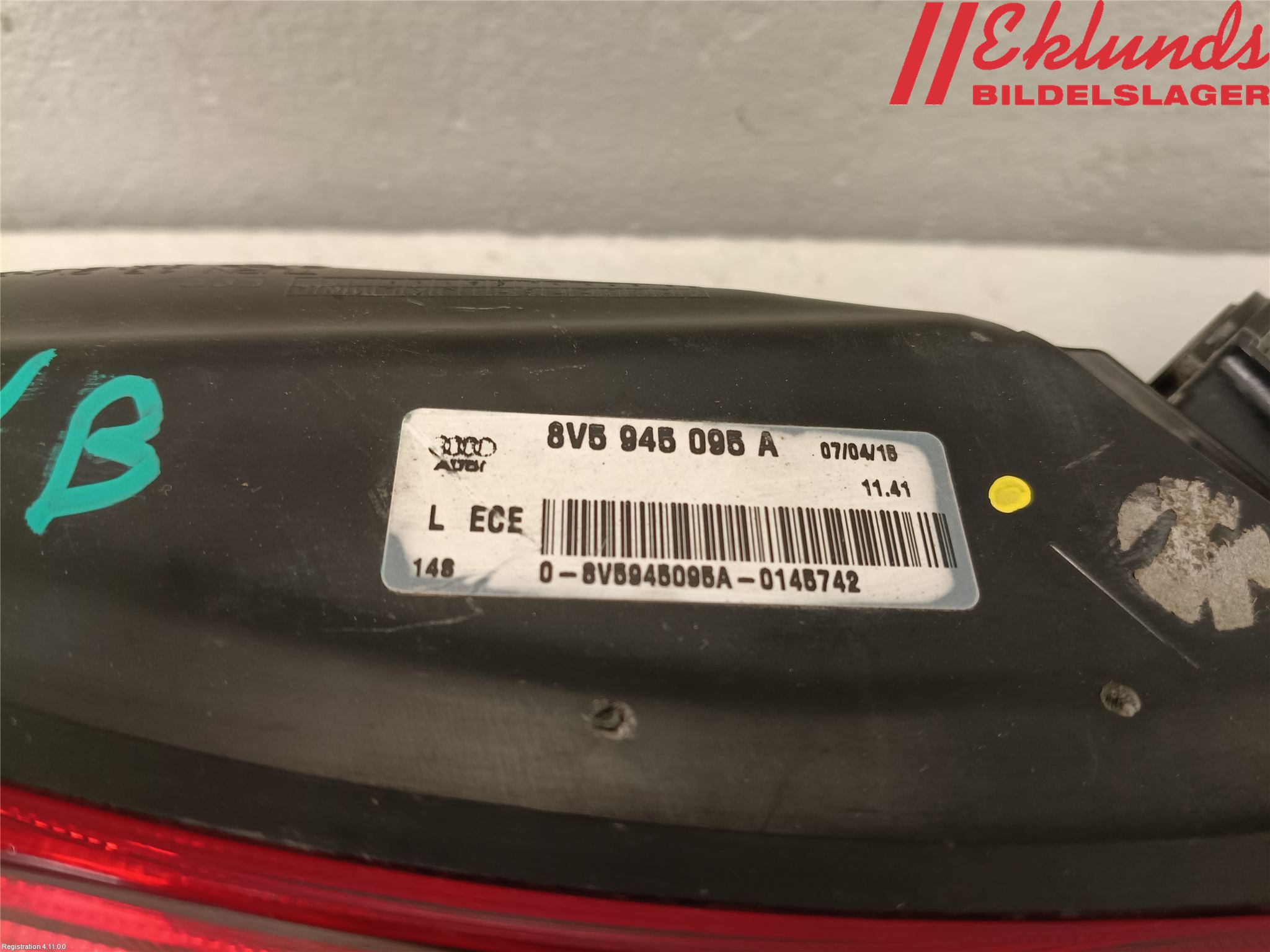 Audi A3/S3 8V 13-20 Bakljus Vänster