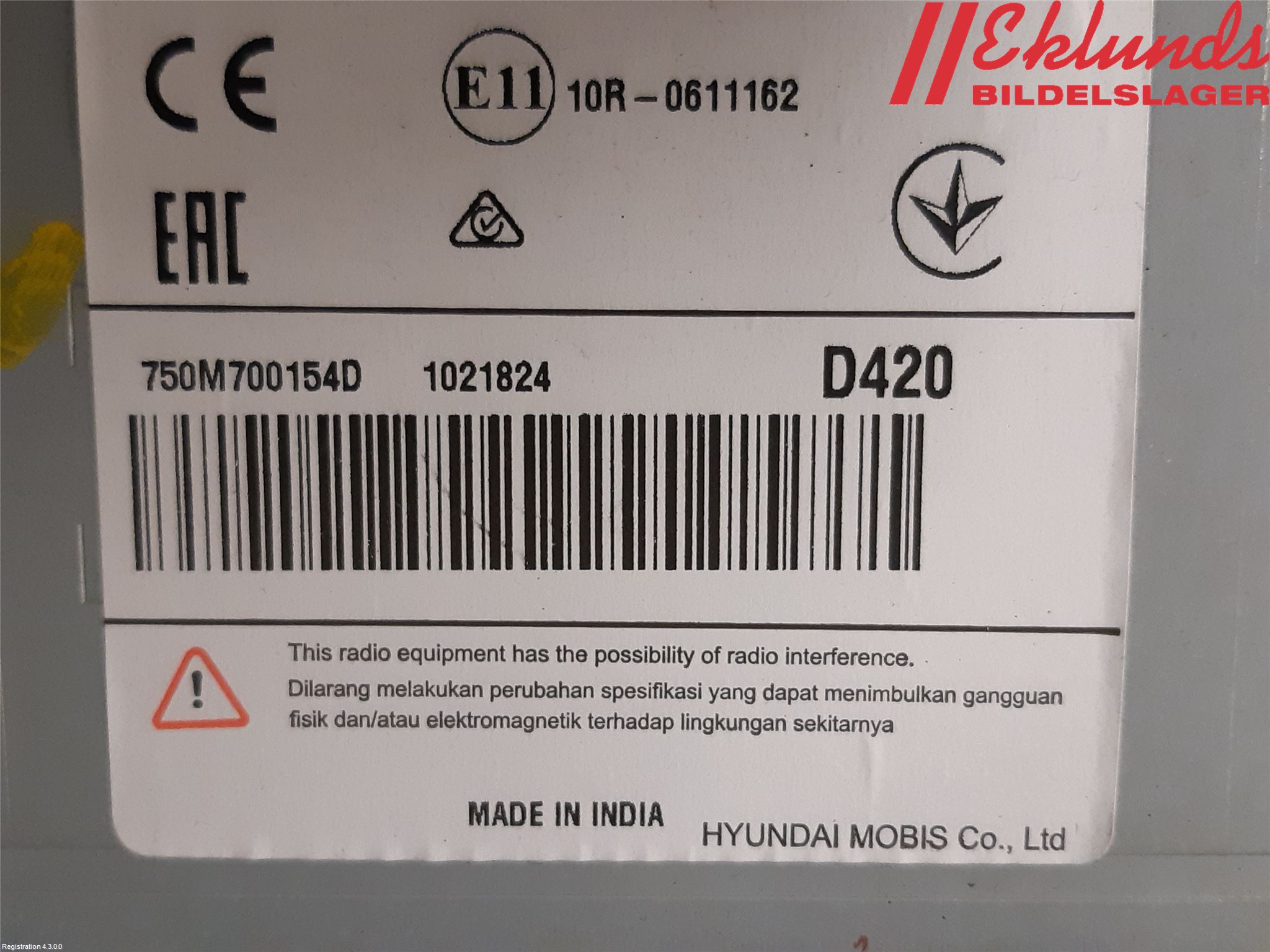 Hyundai i20 BC 21- Cd Radio - Multimediapanel