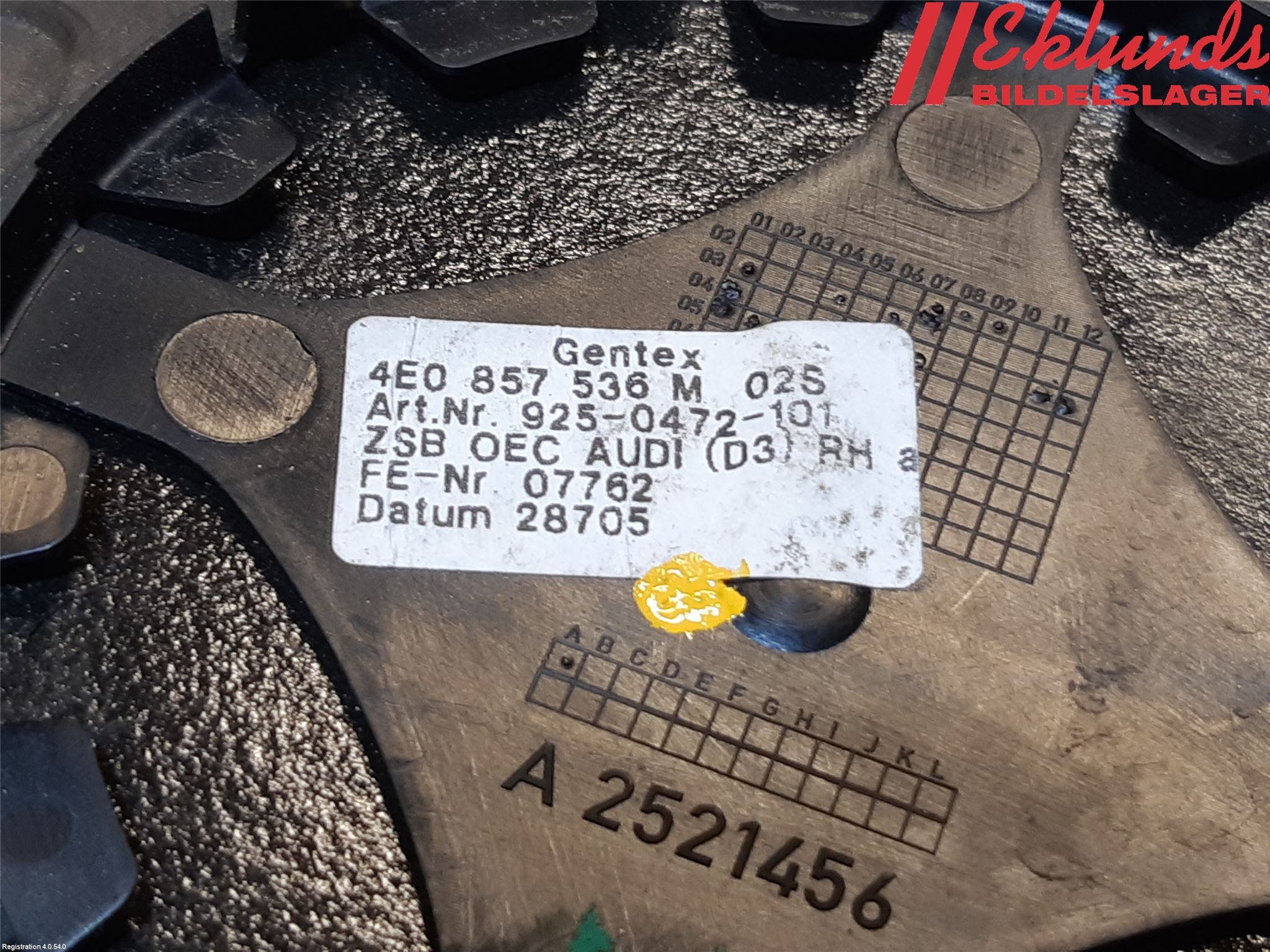 Audi A8/S8 4E  02-09 Spegelglas Hö