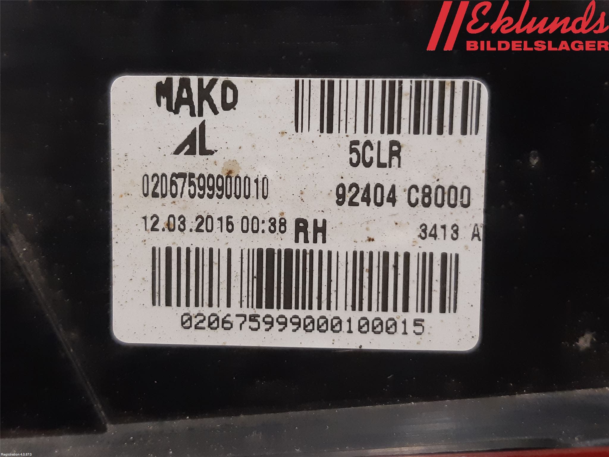 Hyundai i20 GB 15-20 Bakljus Lucka Hö