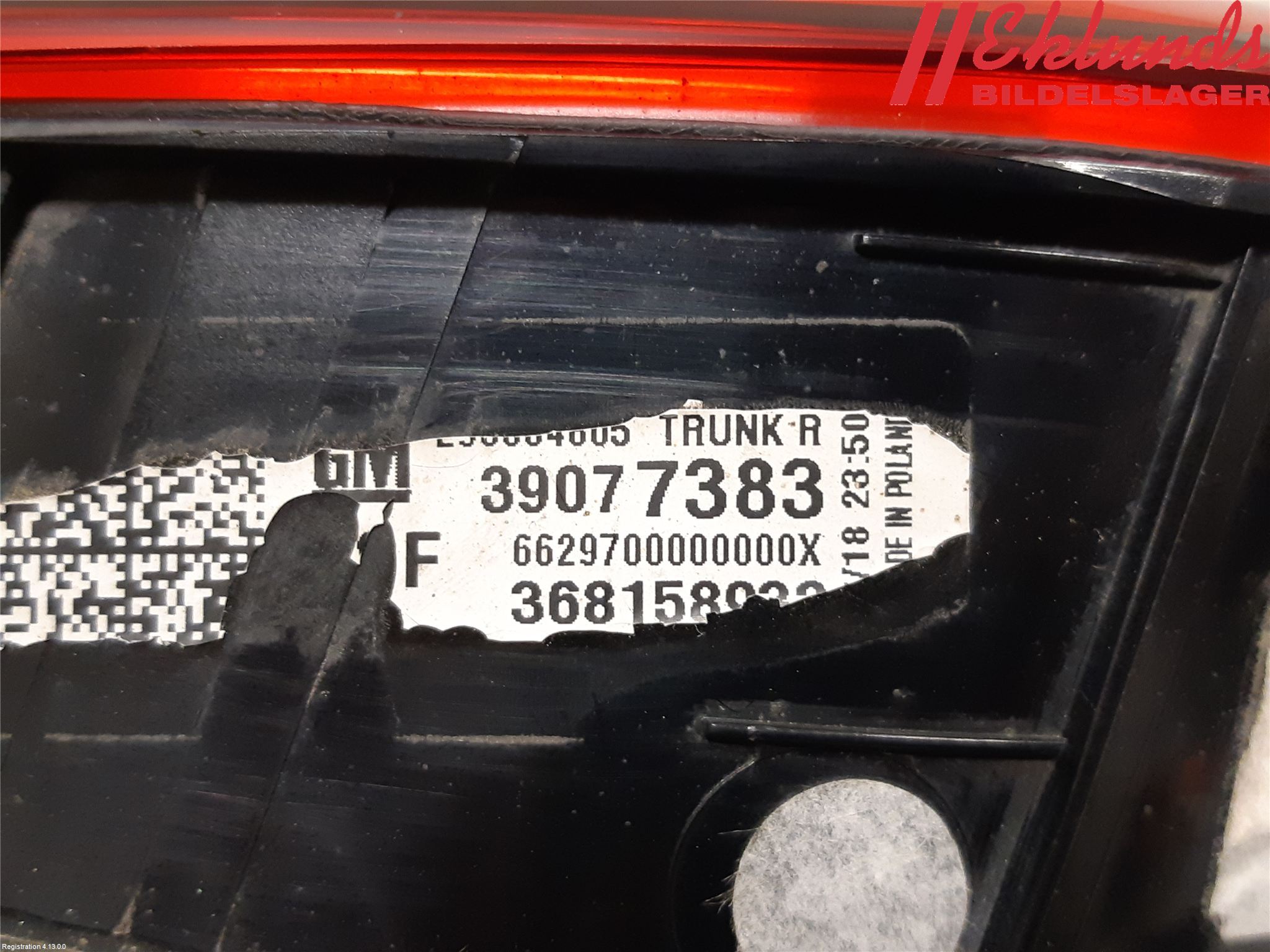 Opel ASTRA K 16-22 Bakljus Lucka Hö