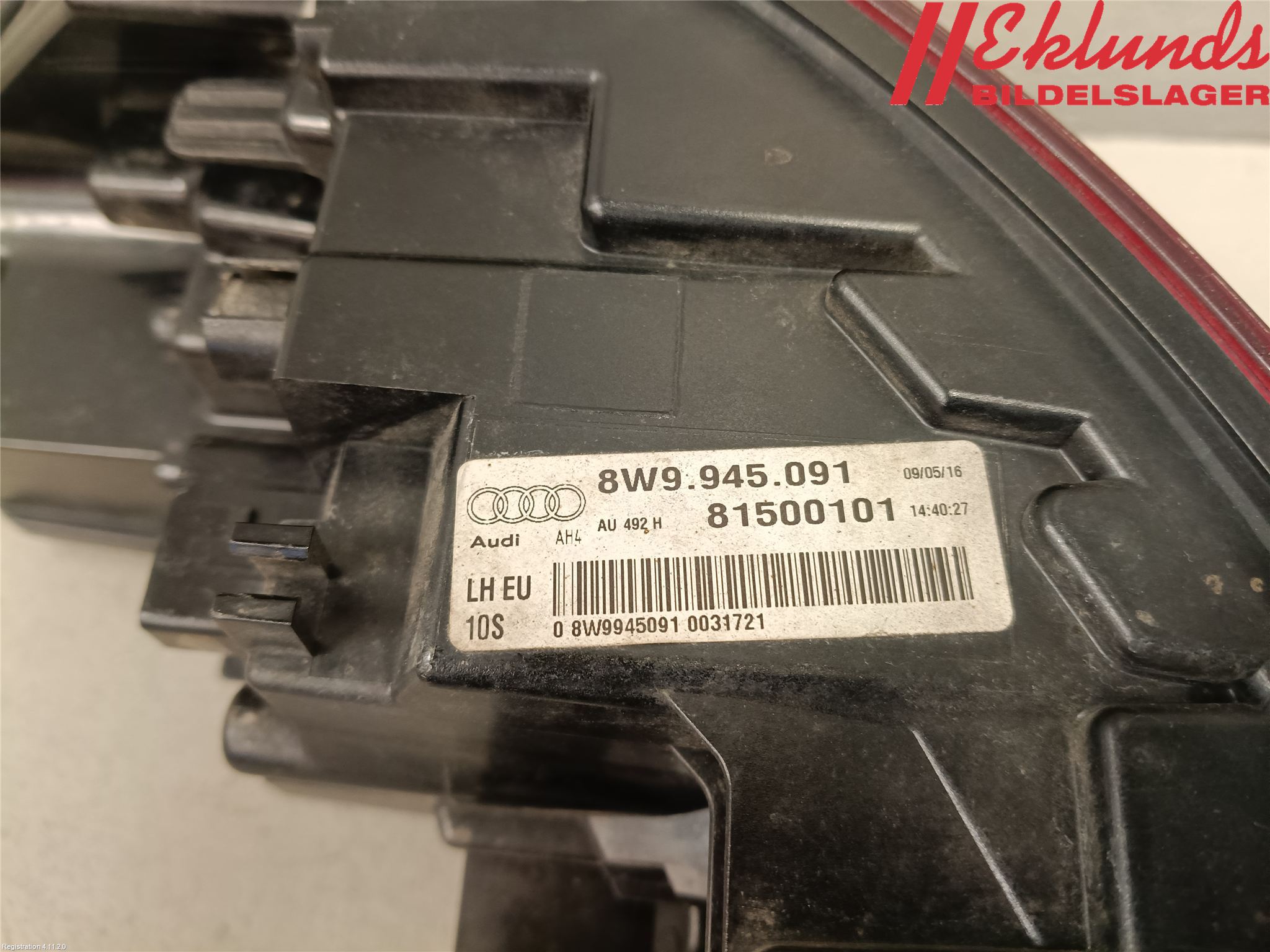 Audi A4/S4 B9 16-19 Bakljus Vänster