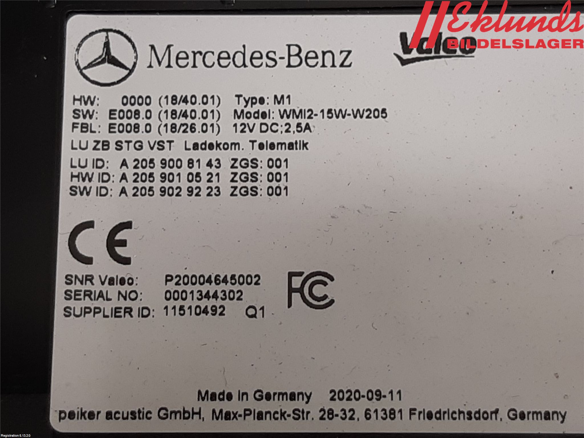 Mercedes-Benz MB EQC (N293) 20- Styrenhet Övrigt