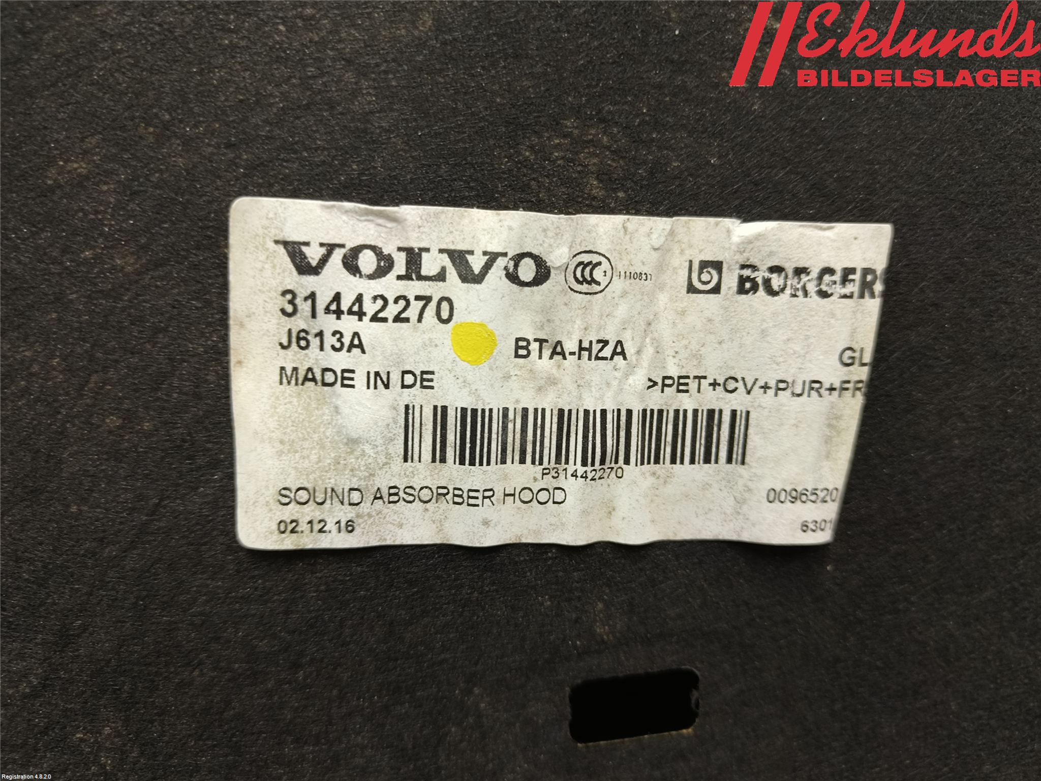 Volvo XC90/RECHARGE 16- Huvisolering