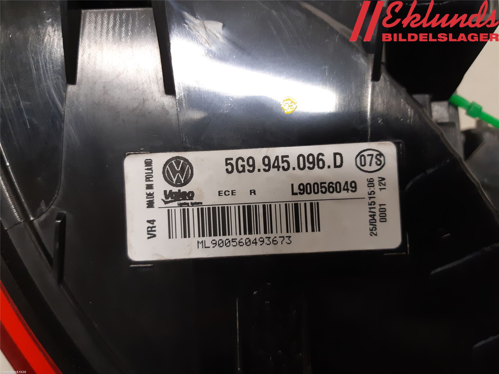 Volkswagen VW GOLF / E-GOLF VII 13-20 Bakljus Höger