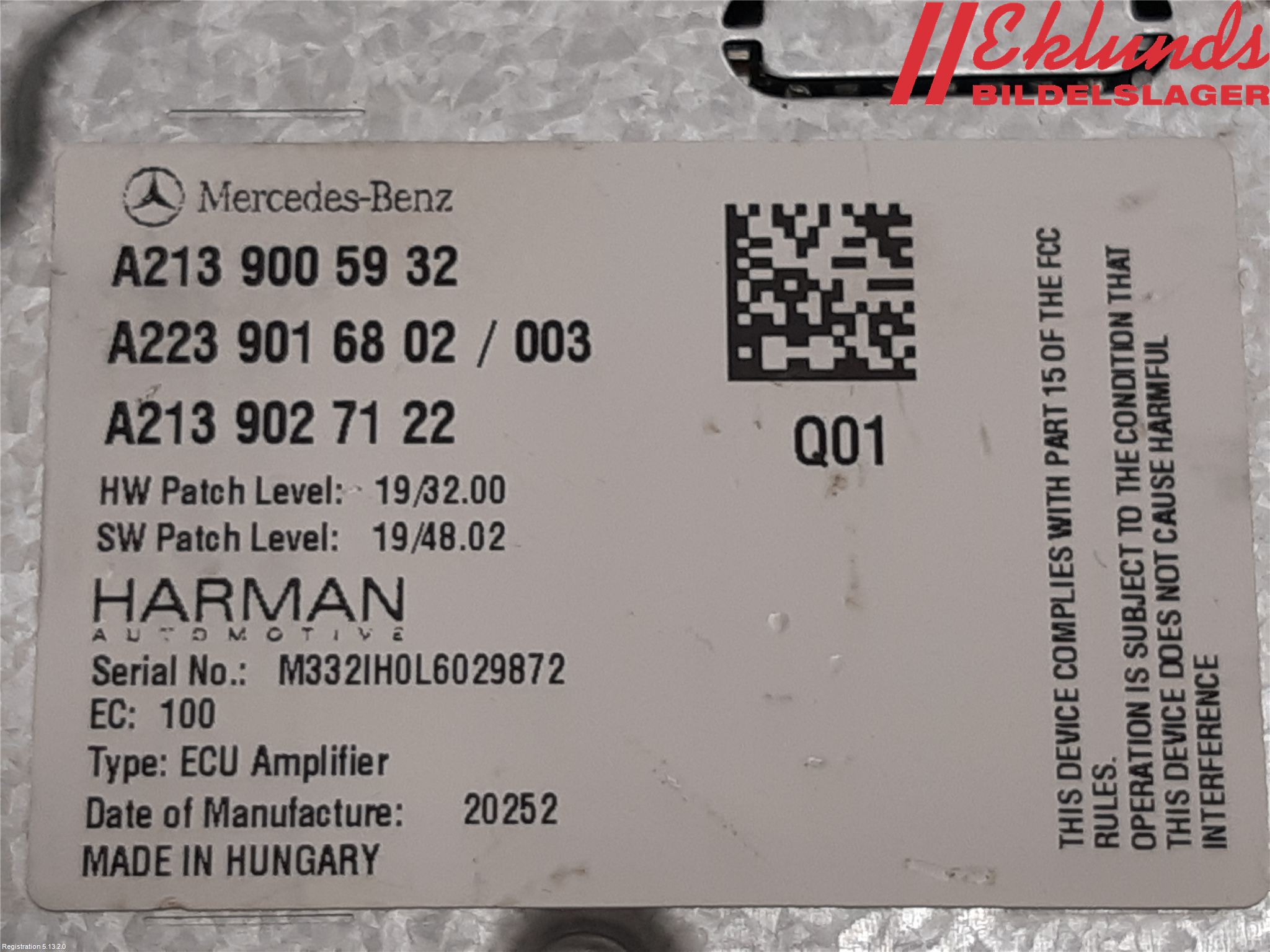 Mercedes-Benz MB EQC (N293) 20- Styrenhet Övrigt